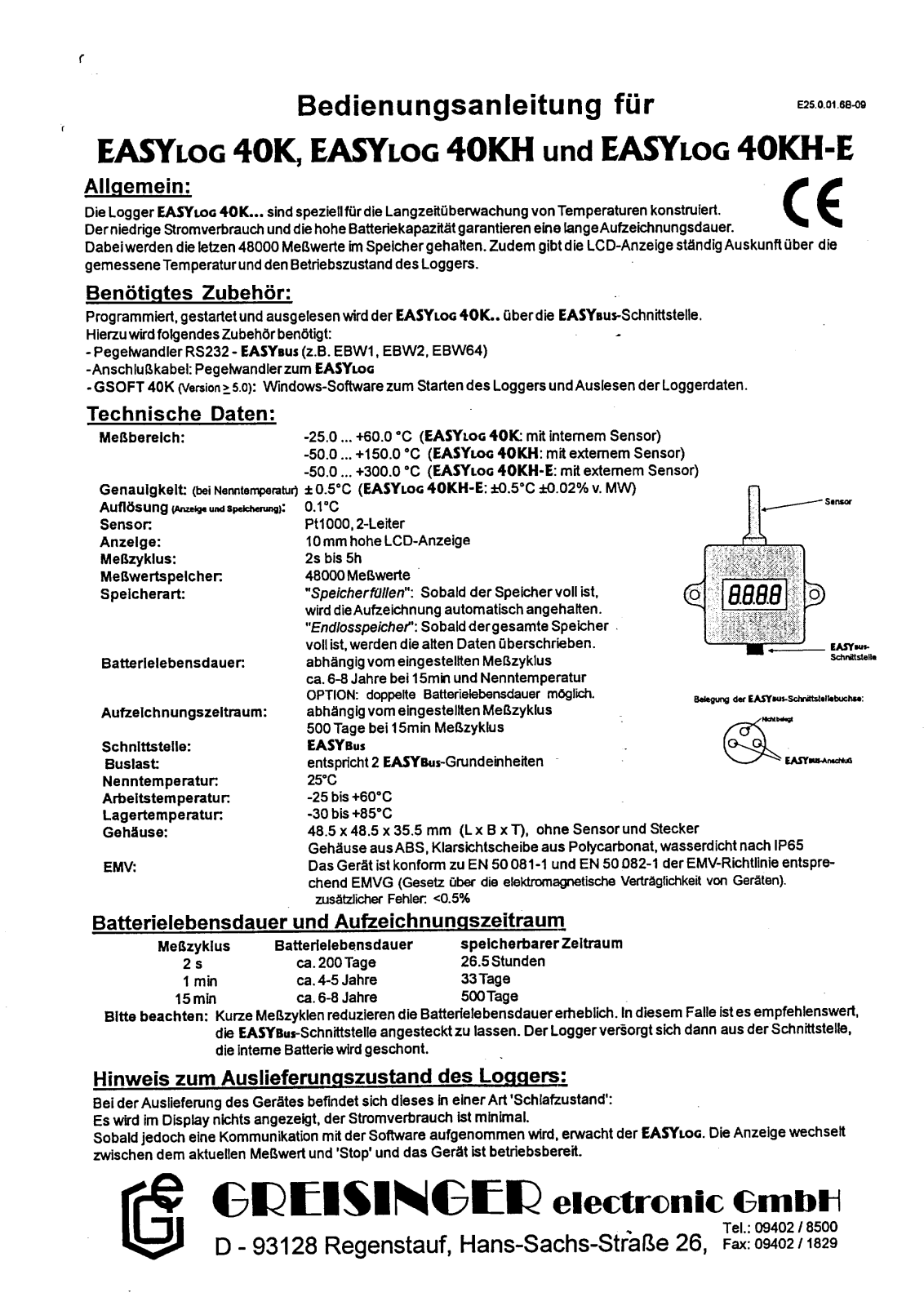 Greisinger EASYLOG 40 K User guide