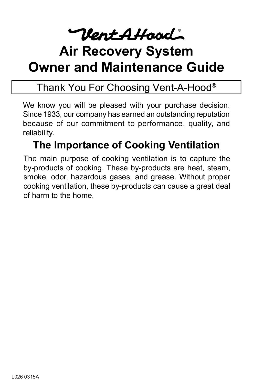 Vent-A-Hood CWEAH6K36SS User Manual