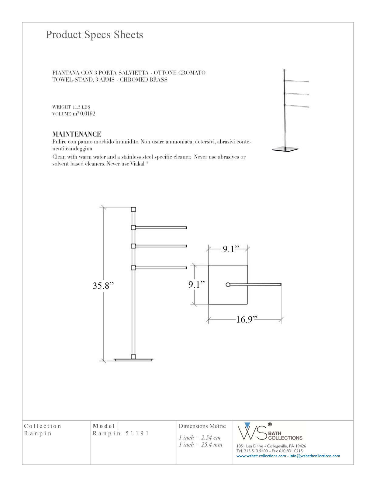 WS Bath Collections WSO1174 Specifications - ManualMachine.com