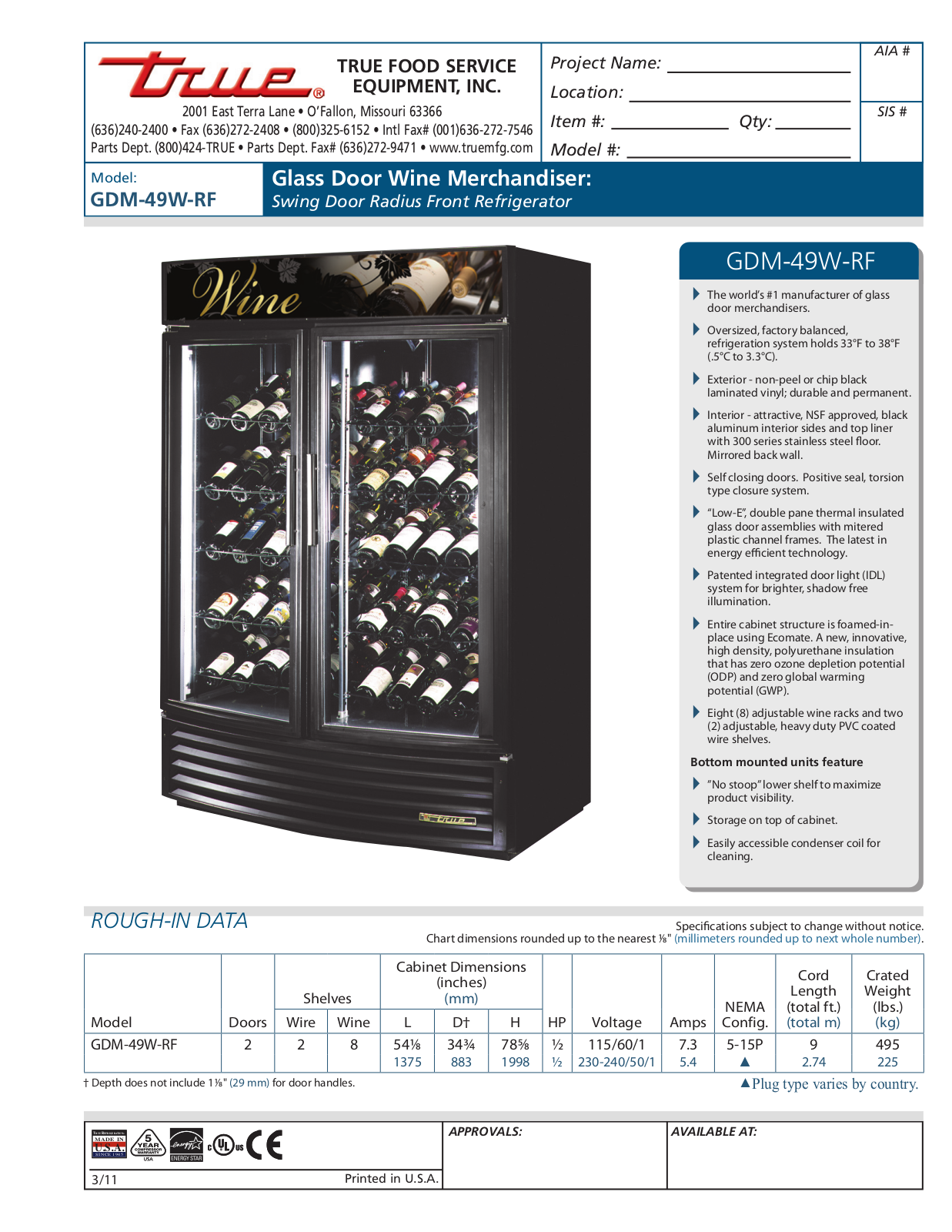 True GDM-49W-RF User Manual