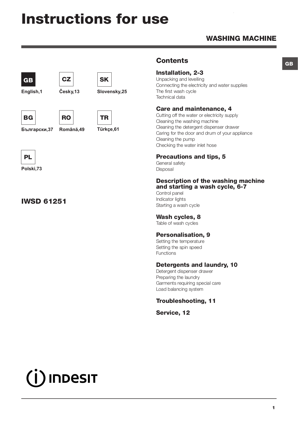 INDESIT IWSD 61251 C ECO EU.M User Manual