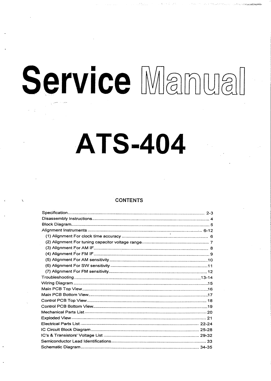 Sangean ats404 Service Manual