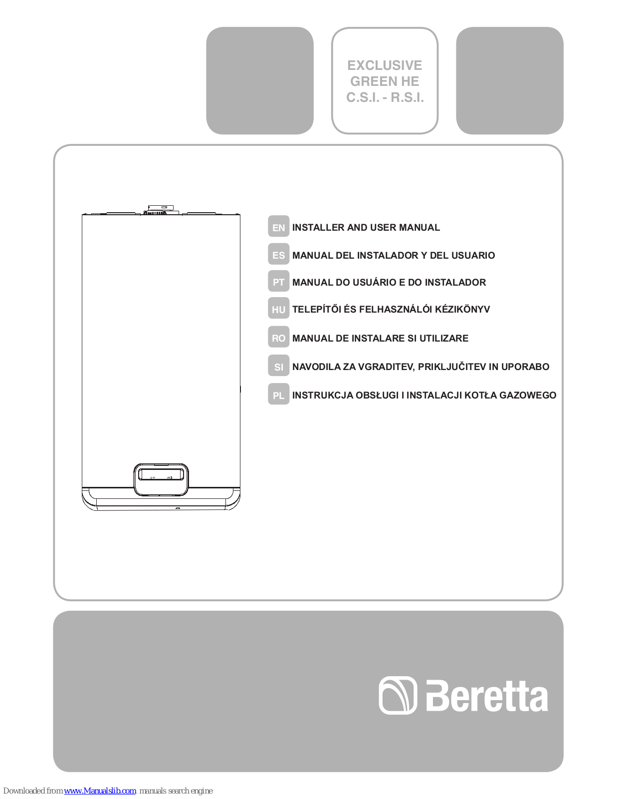 Beretta EXCLUSIVE GREEN HE C.S.I., EXCLUSIVE GREEN HE R.S.I. Installer And User Manual