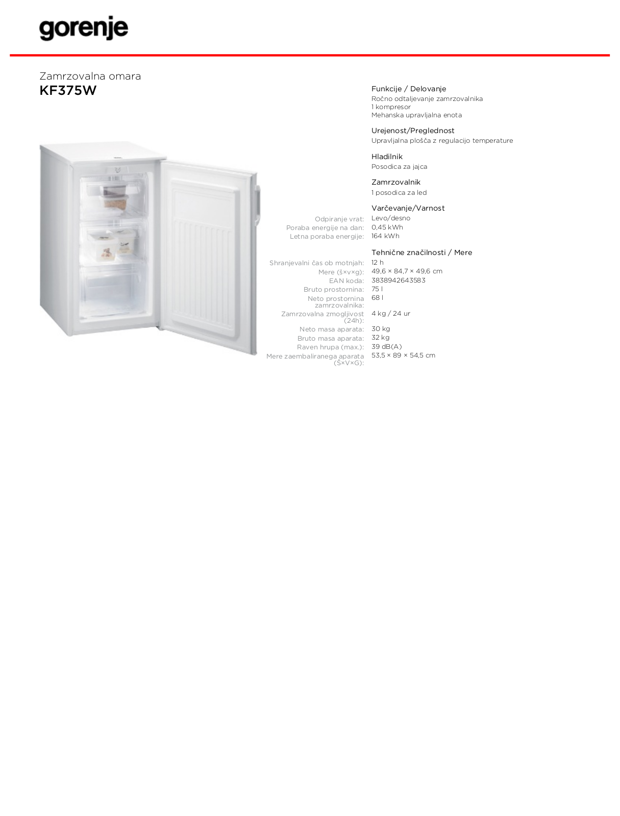 Gorenje KF375W BROCHURE