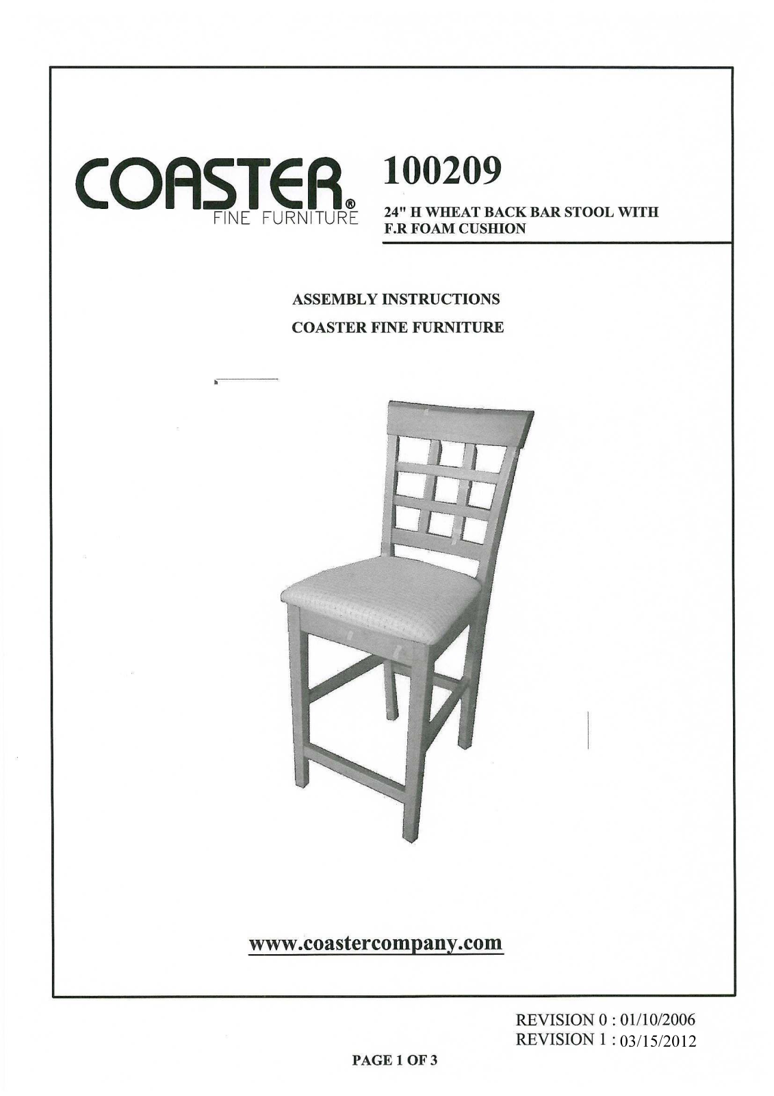 Coaster 100209 User Manual