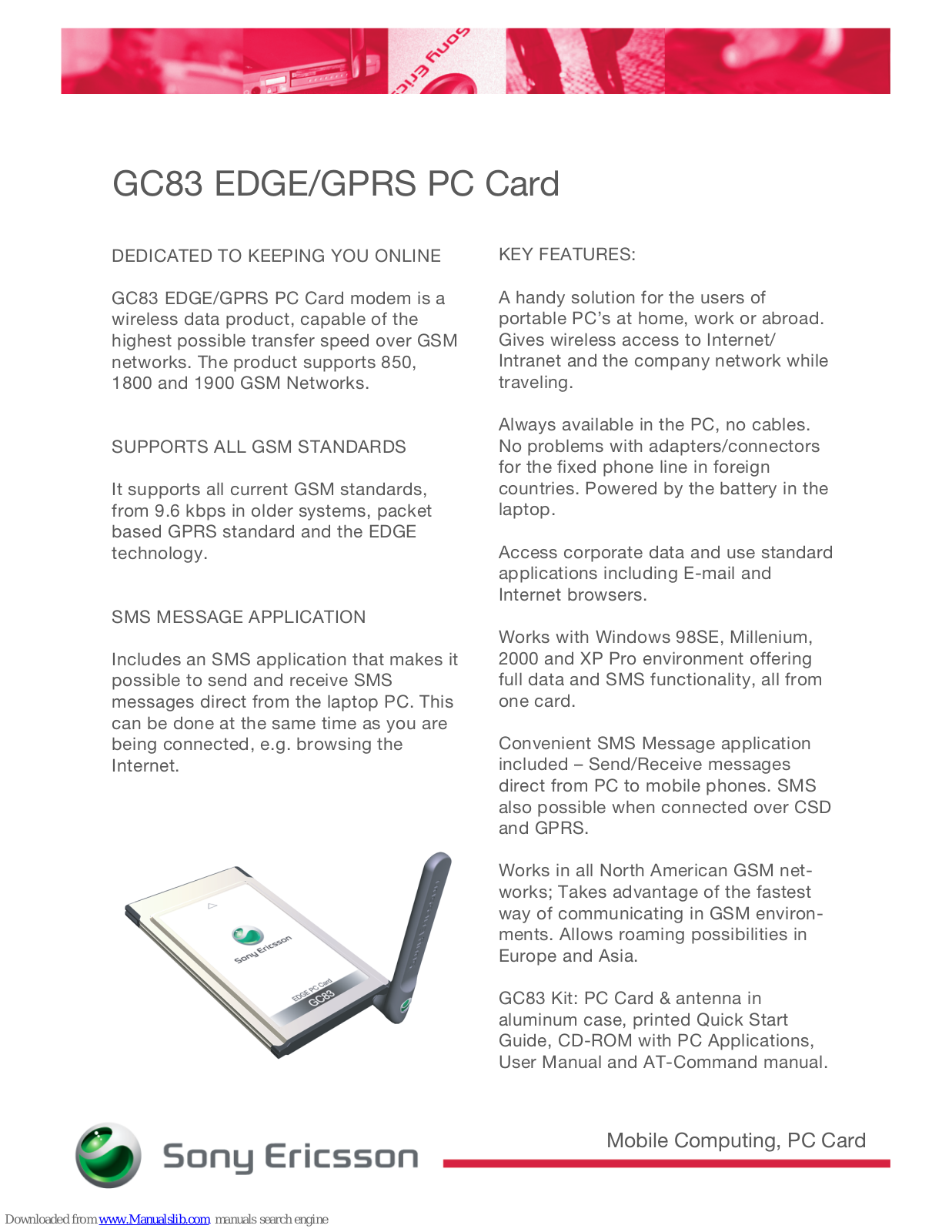 Sony Ericsson GC83 EDGE, GC83 GPRS Specification - ManualMachine.com