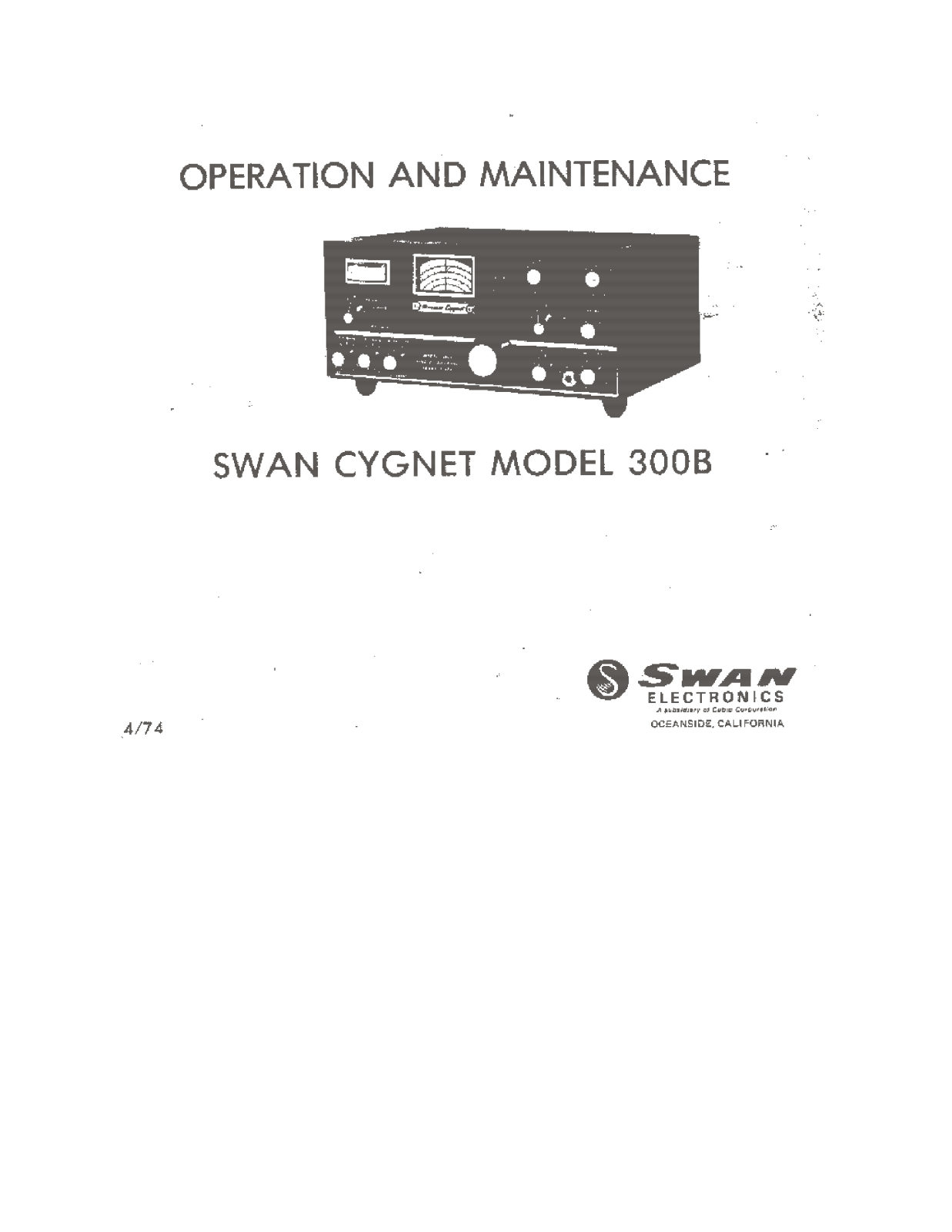 Swan 300b User Manual