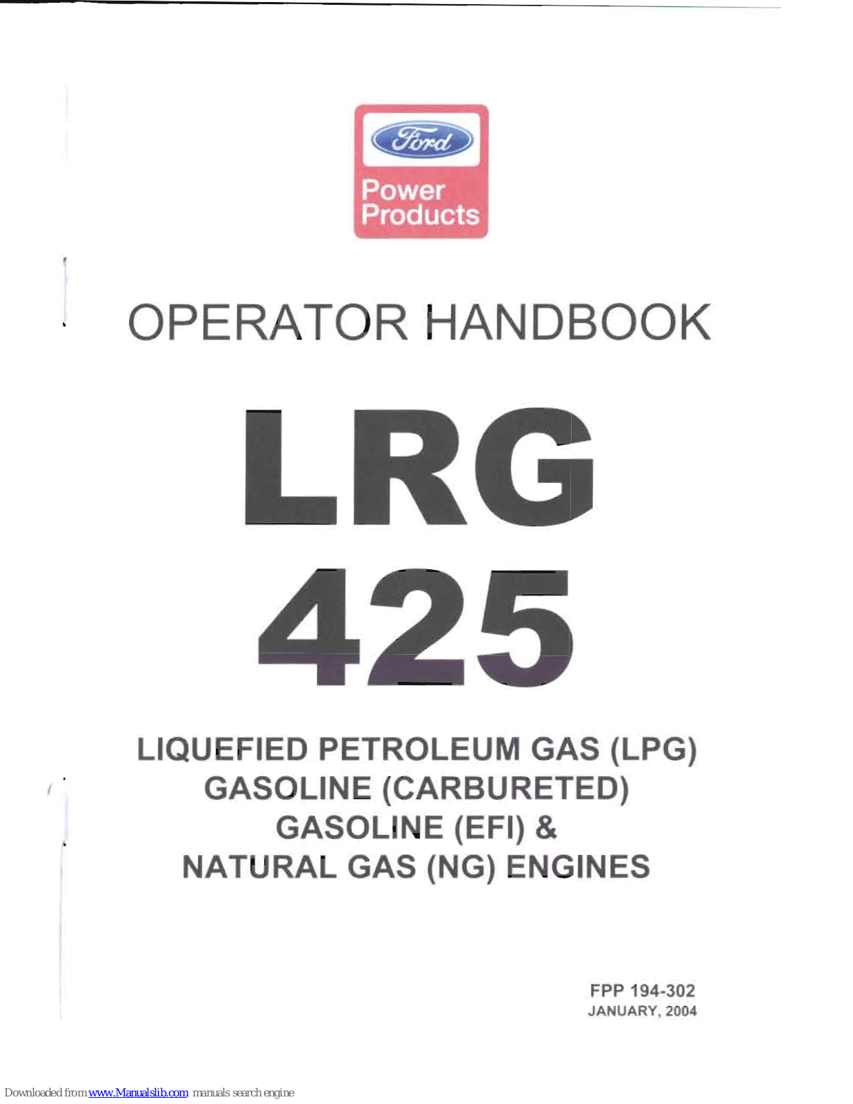 Ford LRG 425 Operator's Manual