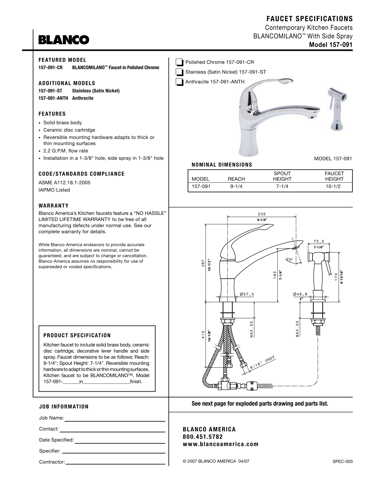 Blanco 157-091 User Manual