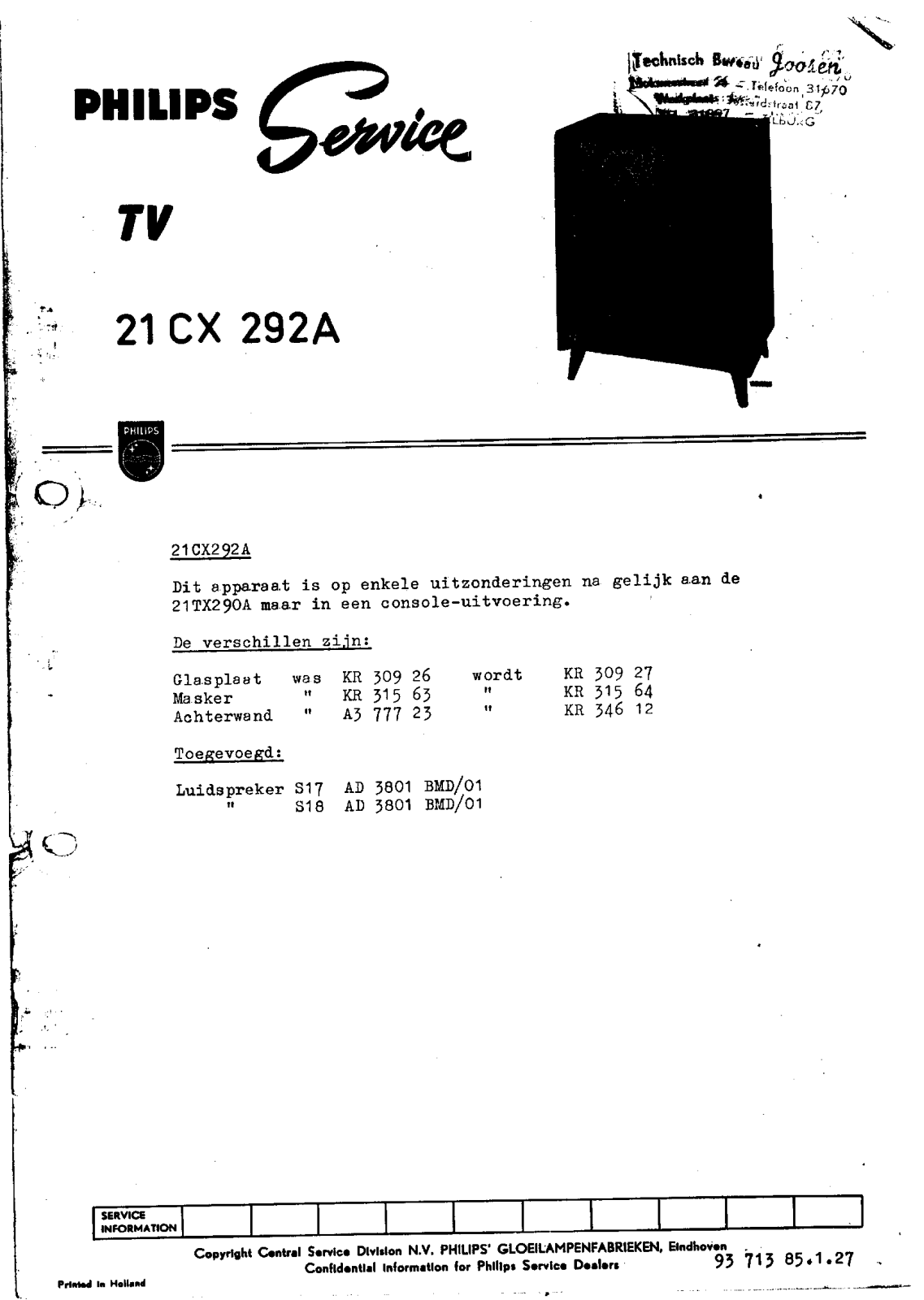 Philips 21cx292a schematic