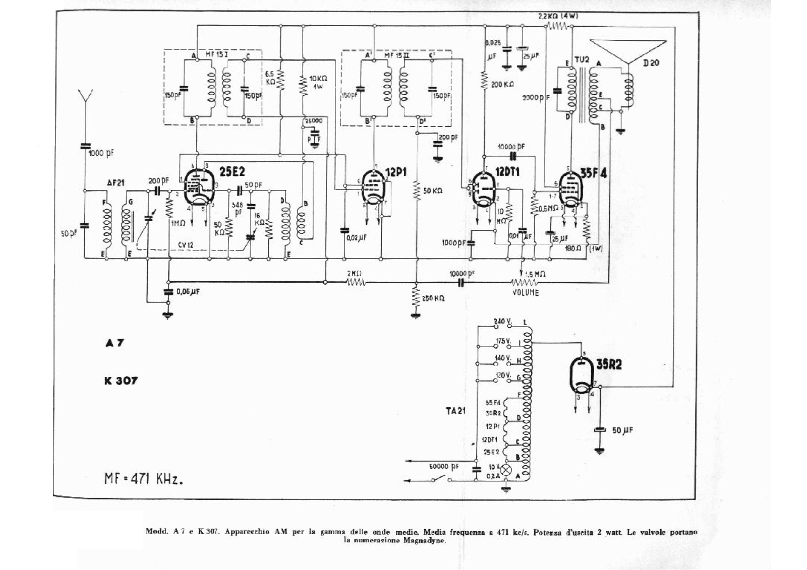 Magnadyne a7, k307 schematic