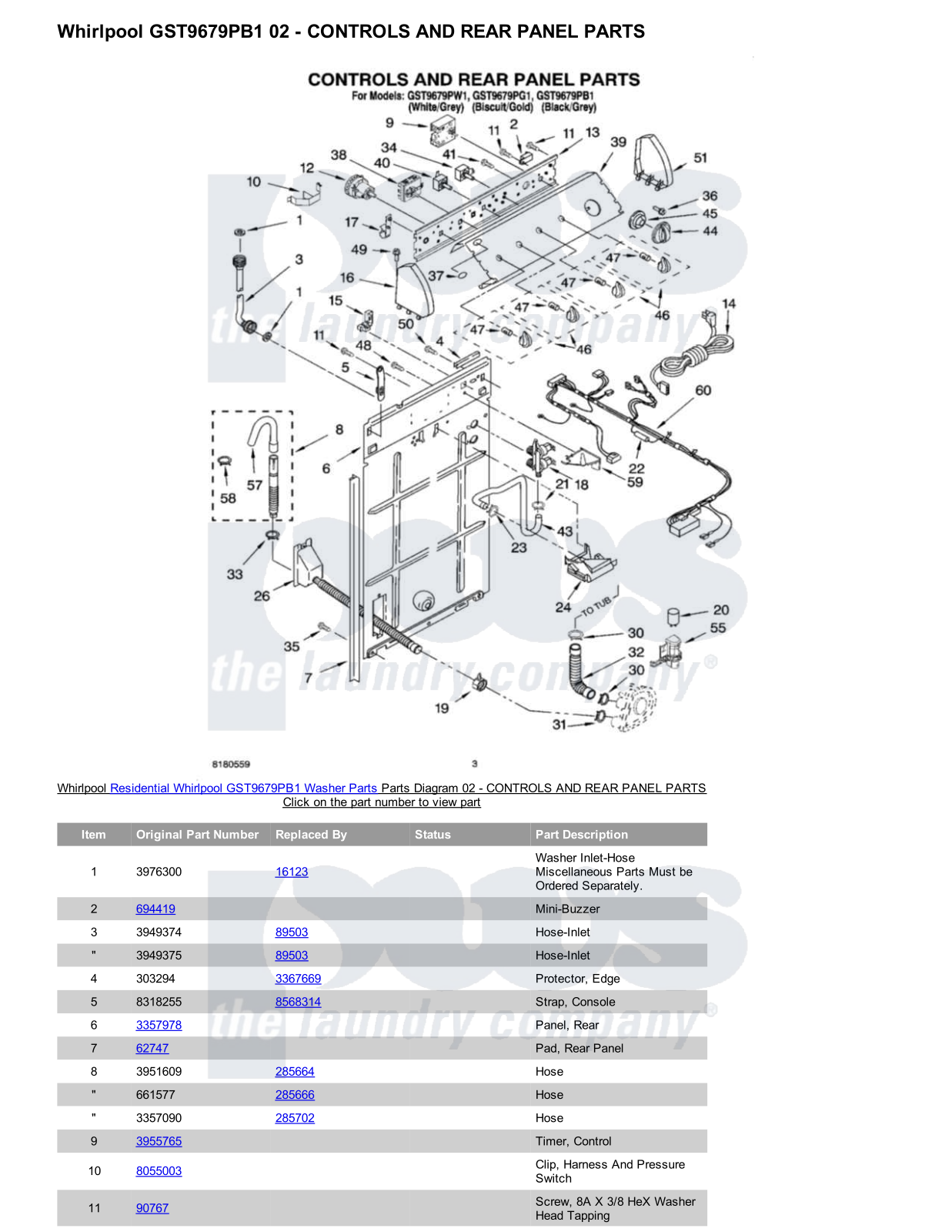 Whirlpool GST9679PB1 Parts Diagram