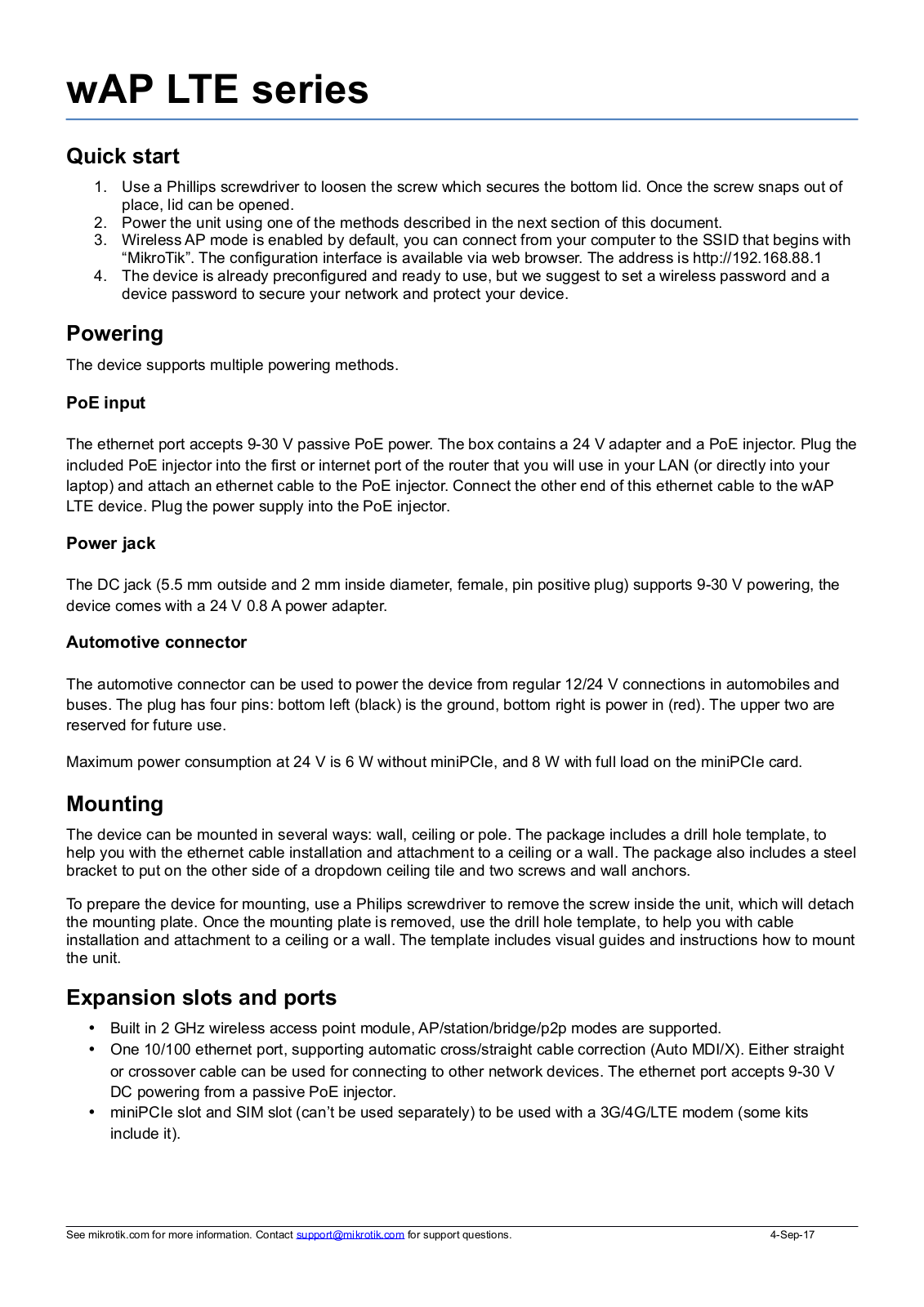 MikroTik RBwAPR-2nD operation manual