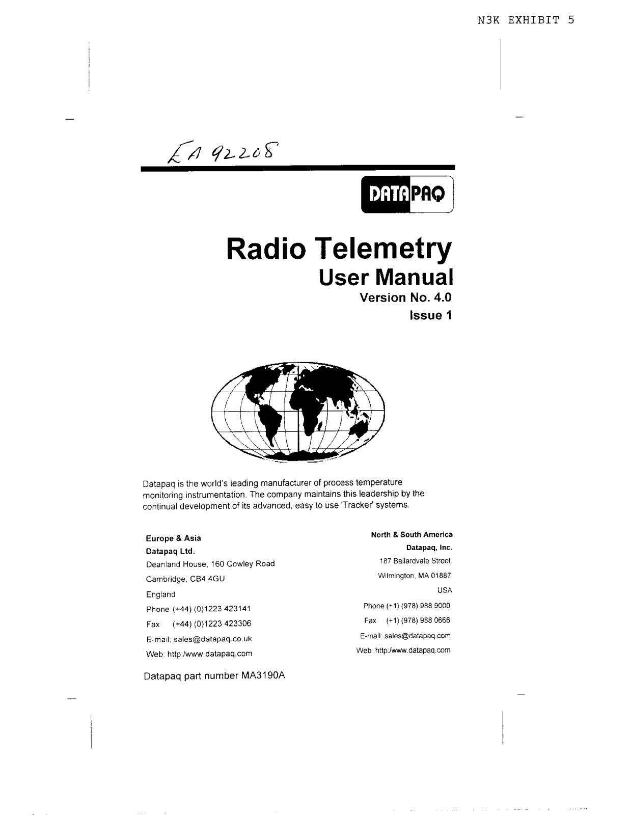 Datapaq orporated TX1000A Users Manual