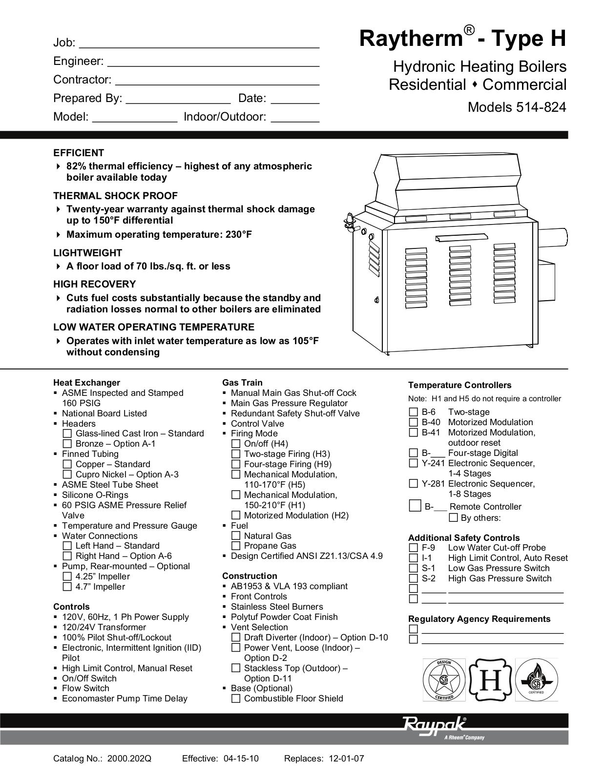 Raypak H-624 User Manual