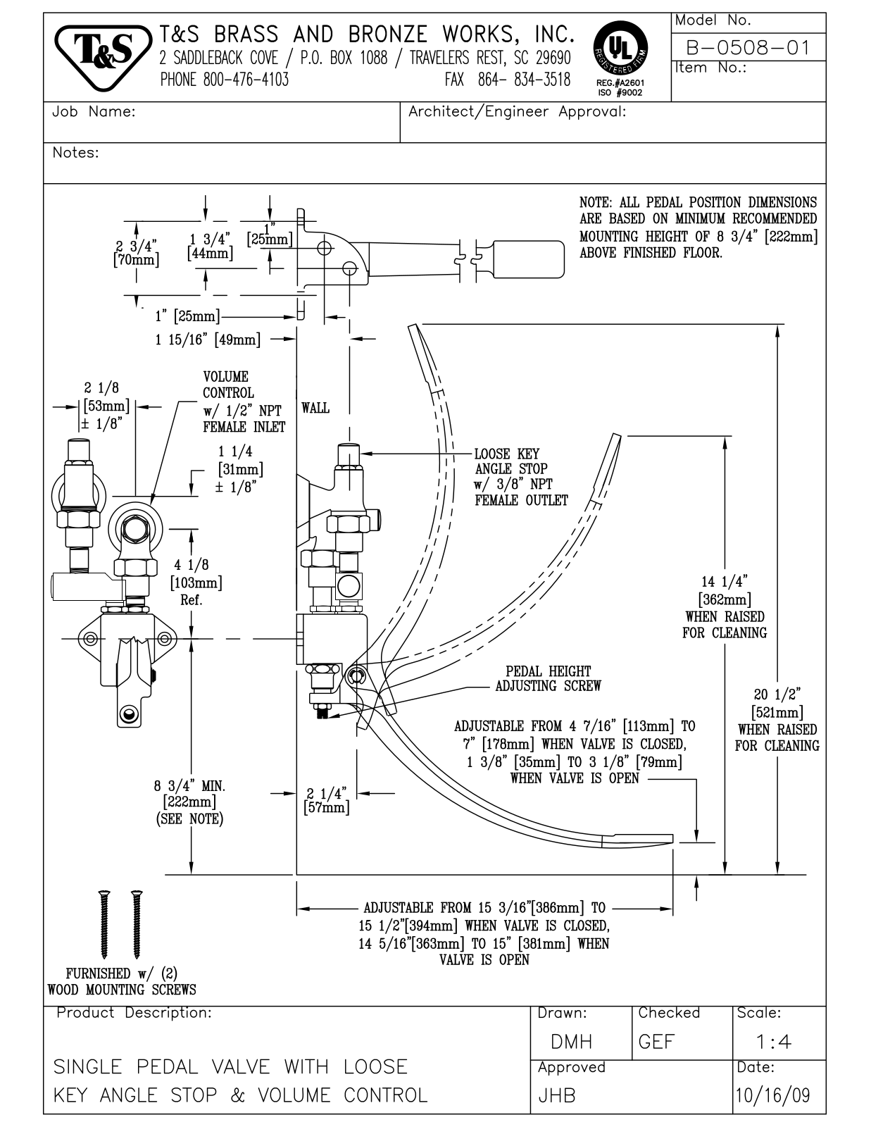 T & S Brass & Bronze Works B-0508-01 General Manual