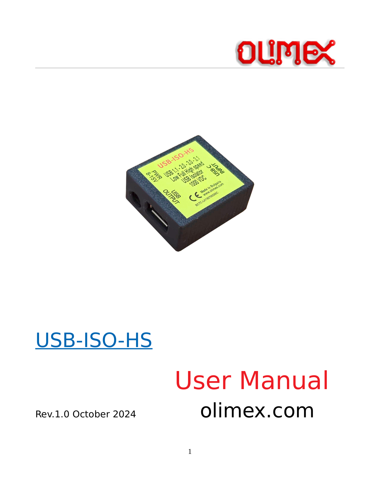 Olimex USB-ISO-HS User guide - ManualMachine.com