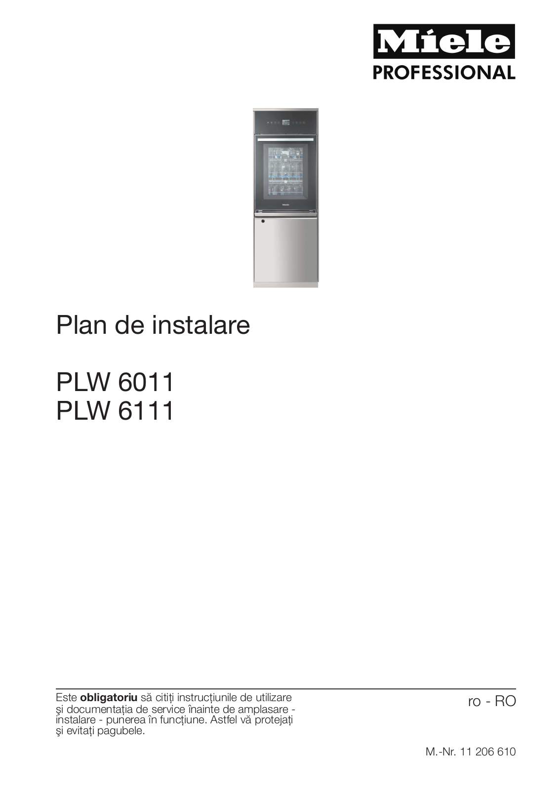 Miele PLW 6011, PLW 6111 Plan de instalare