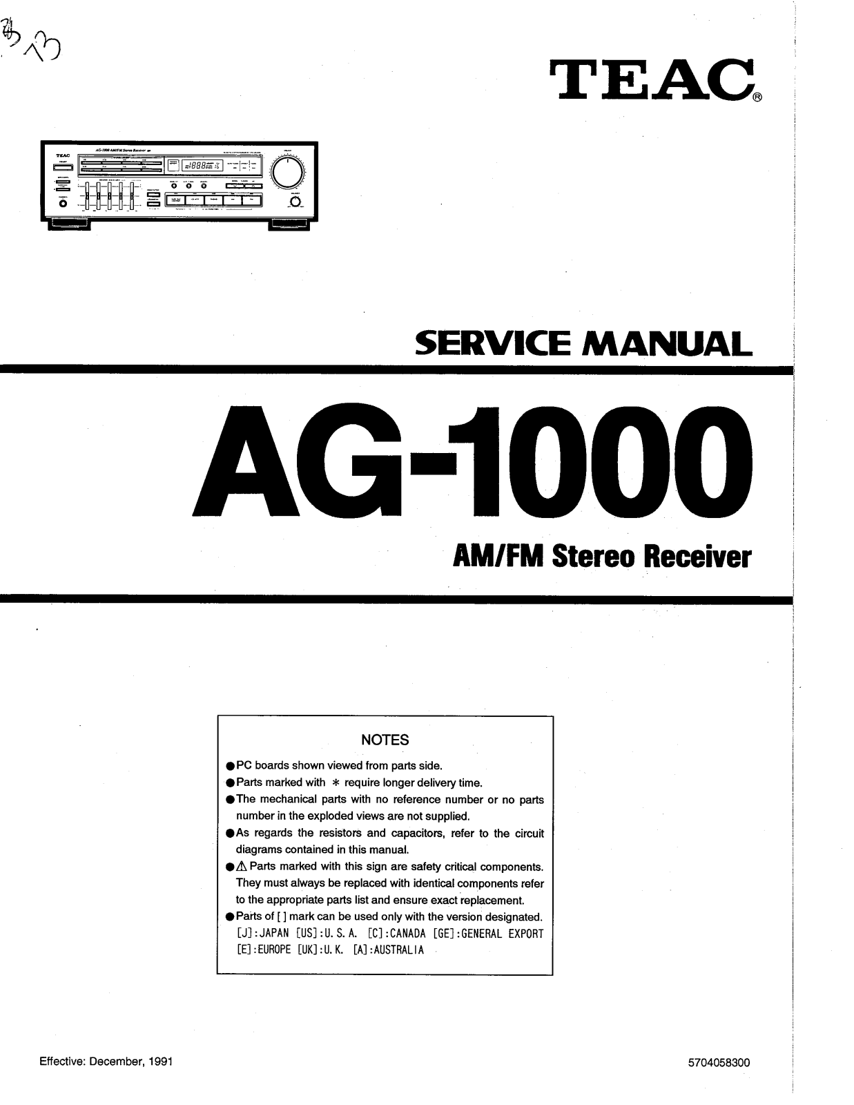 Teac AG-1000 Service Manual