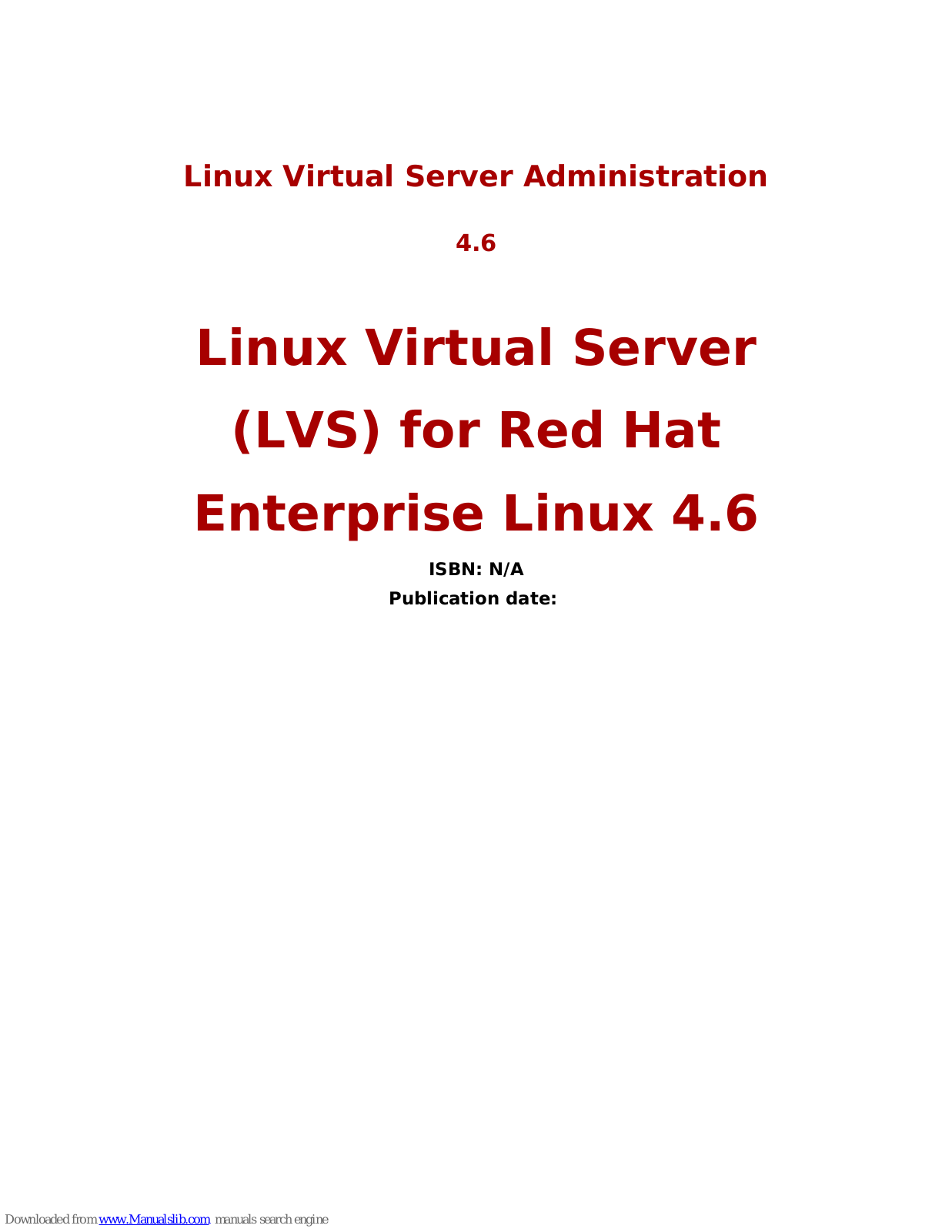 Red Hat LINUX VIRTUAL SERVER 4.6 Administrator's Manual - ManualMachine.com
