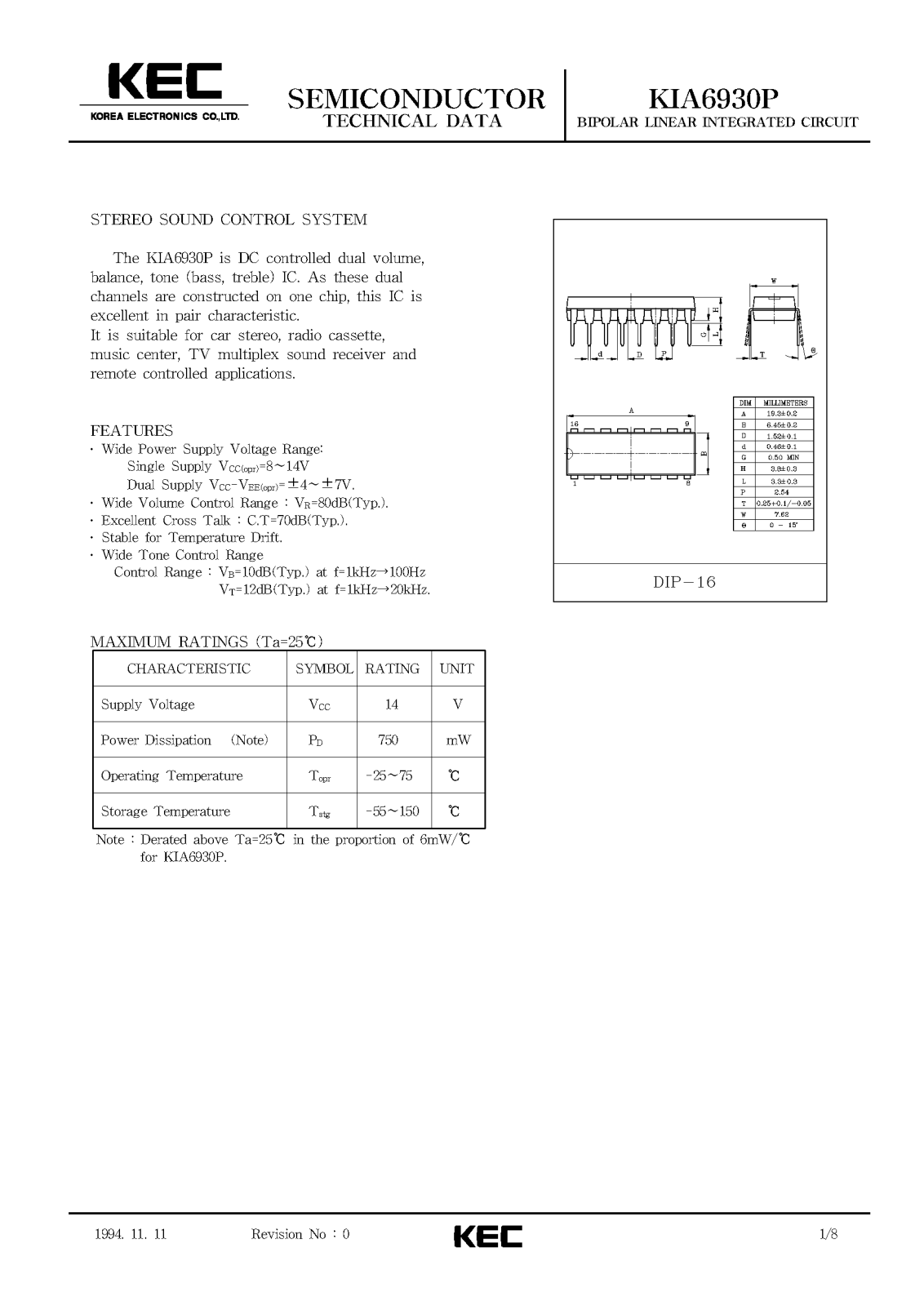 KEC KIA6930S Datasheet