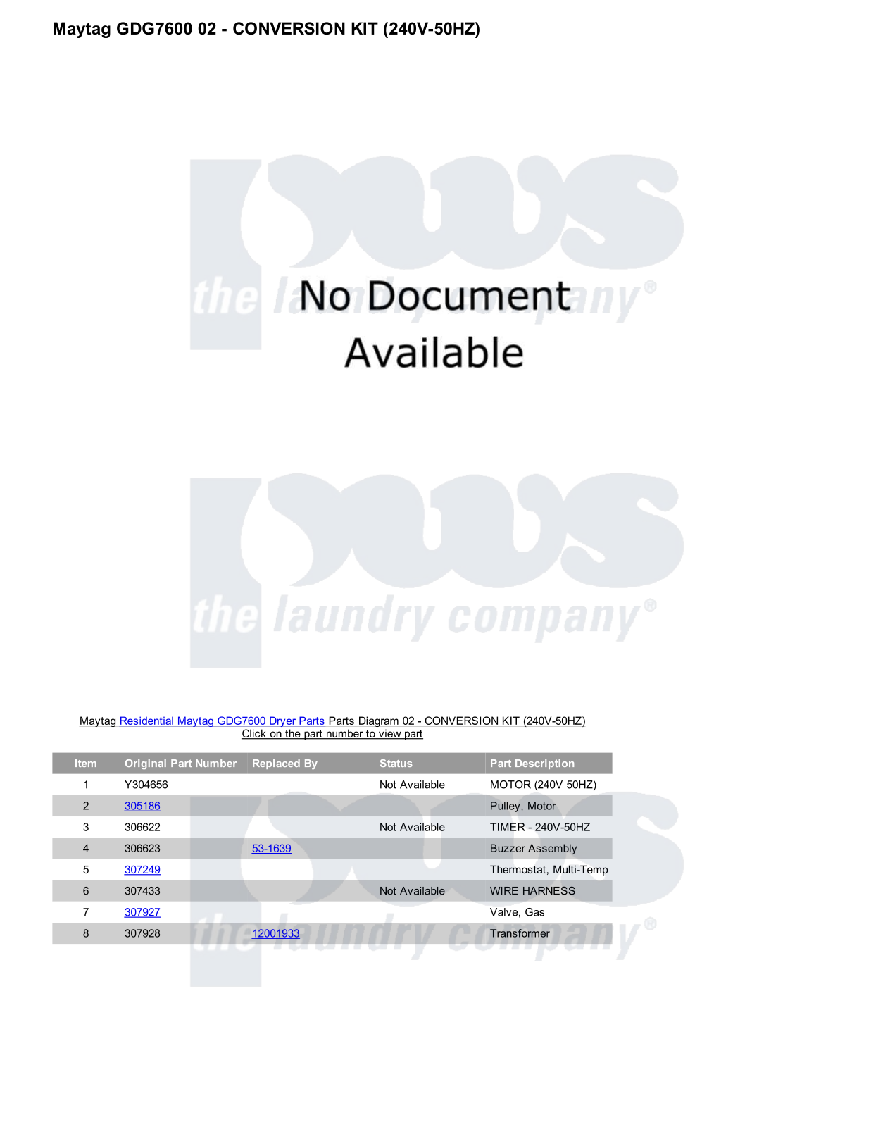 Maytag GDG7600 Parts Diagram