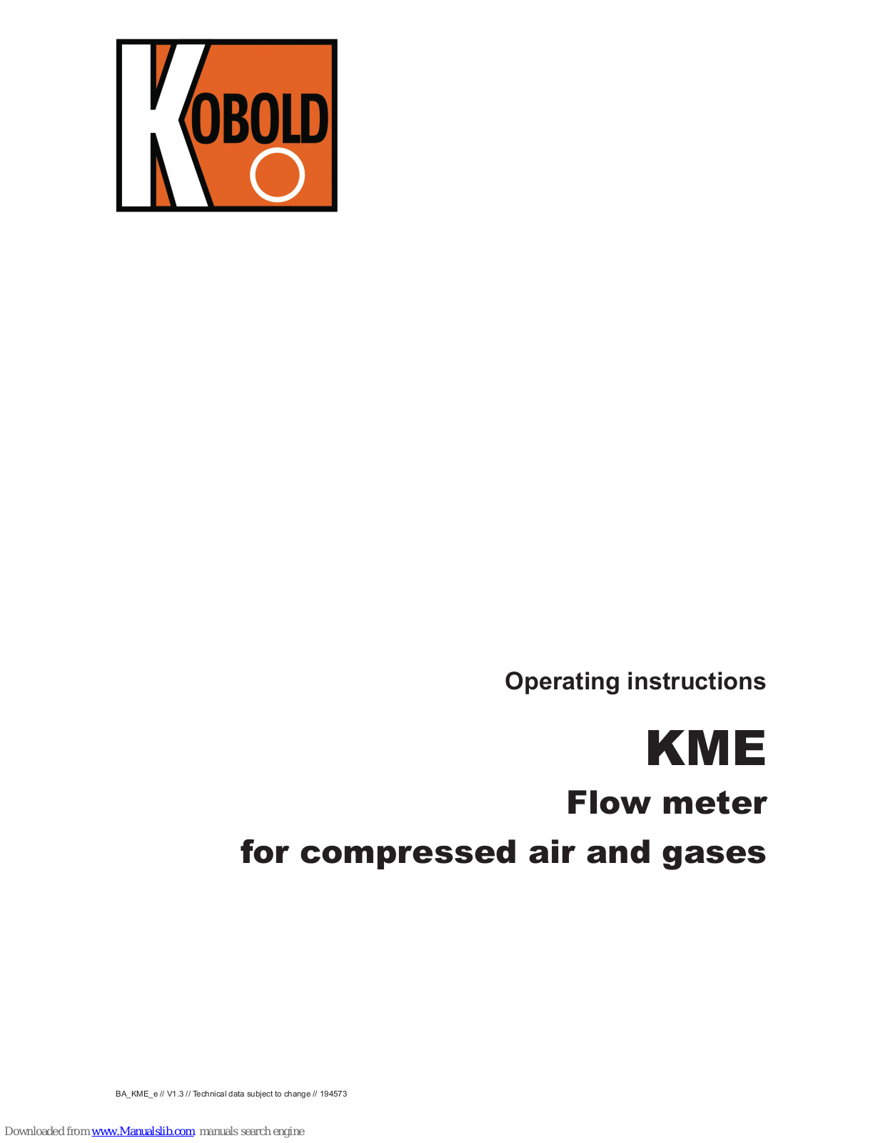 Kobold KME Operating Instructions Manual