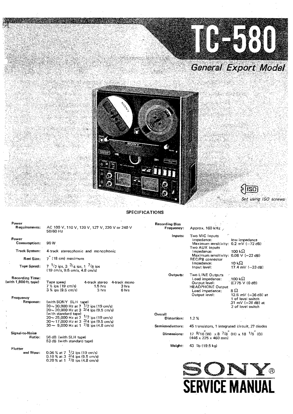 Sony TC-580 Service manual