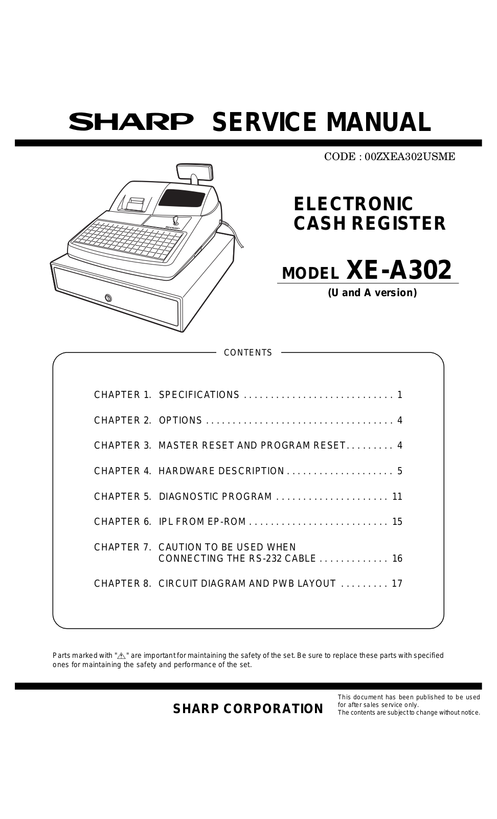 SHARP XEA302U, XE-A302 Service Manual