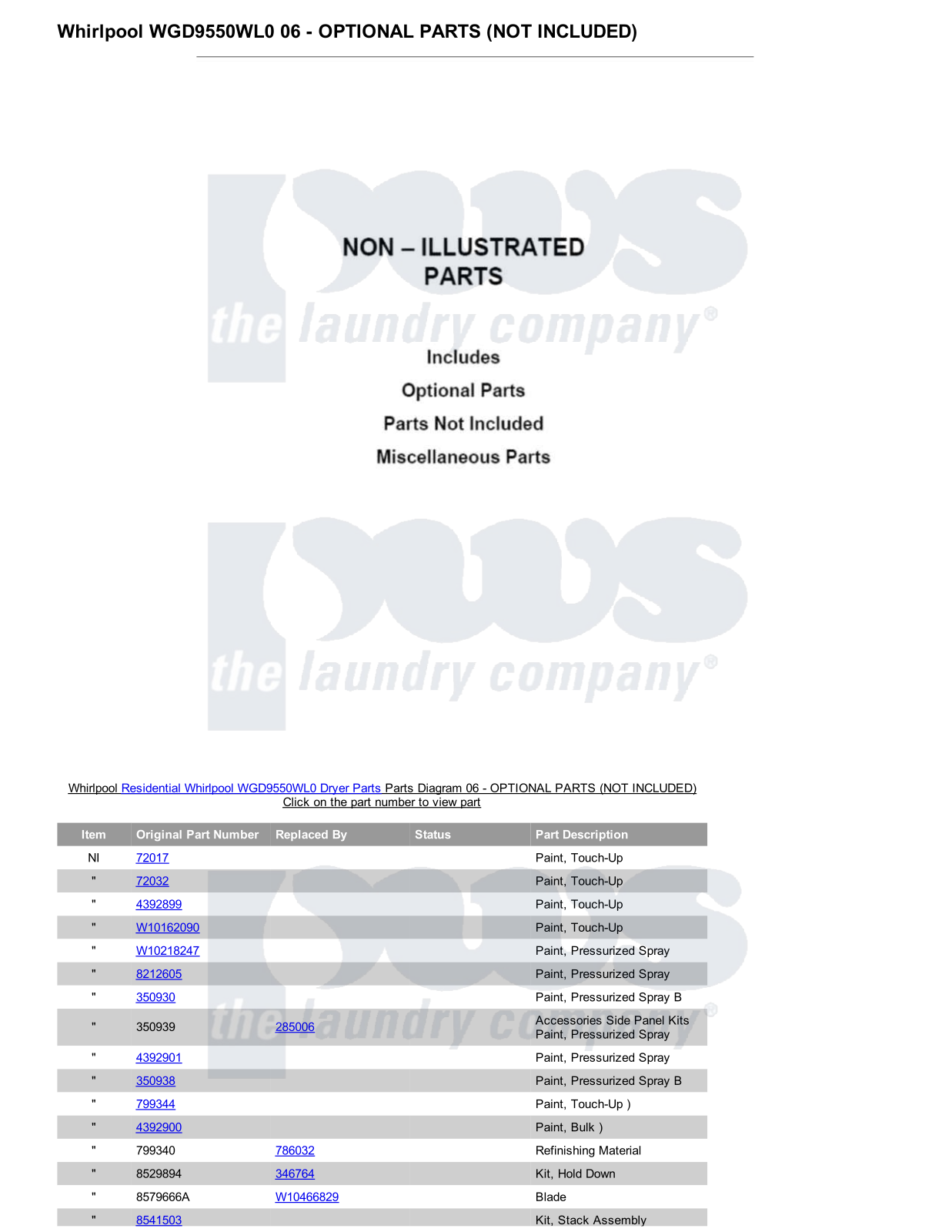 Whirlpool WGD9550WL0 Parts Diagram