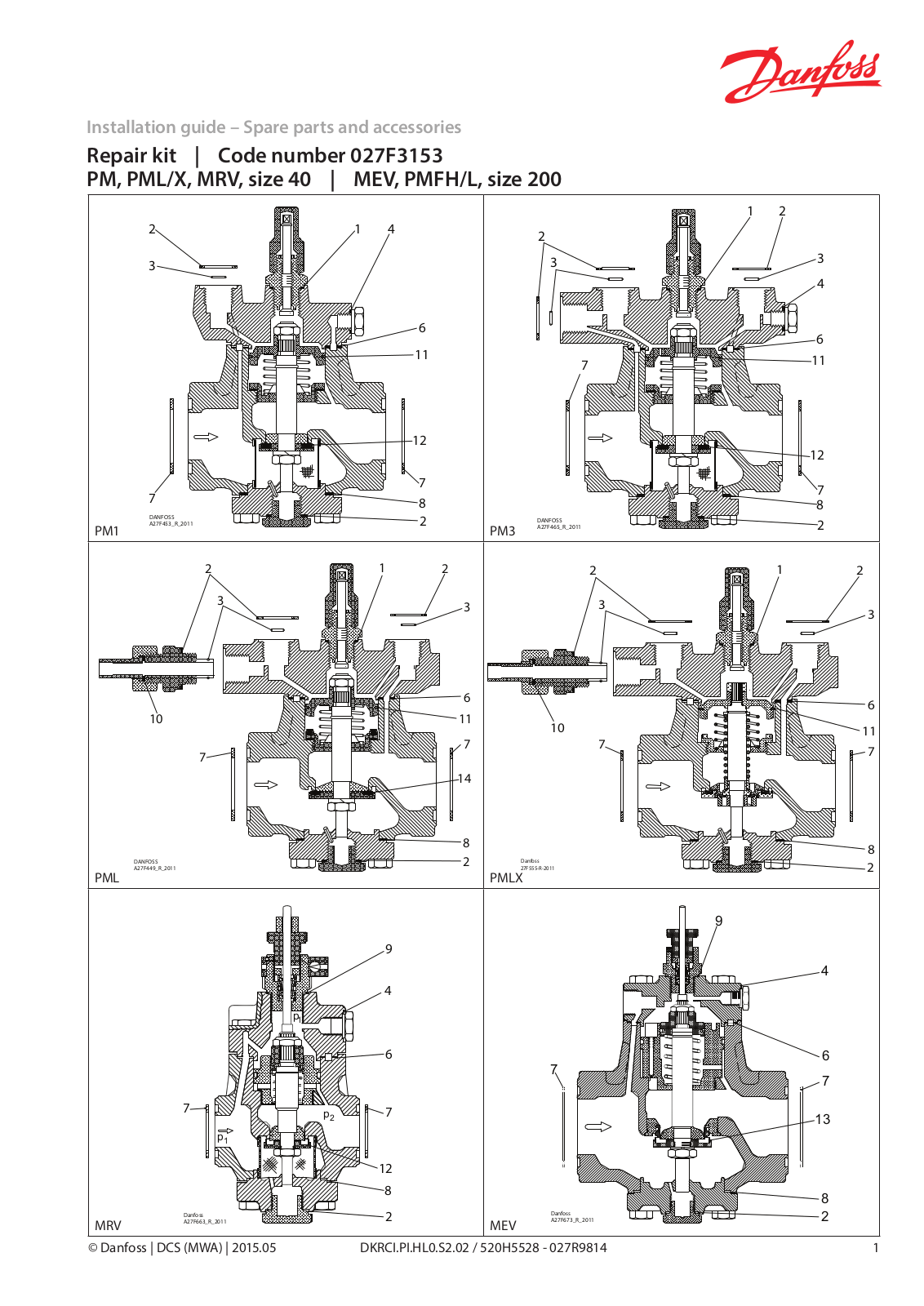 Danfoss PM 40, PML/X 40, MRV 40, MEV 200, PMFH/L 200 Installation guide - ManualMachine.com