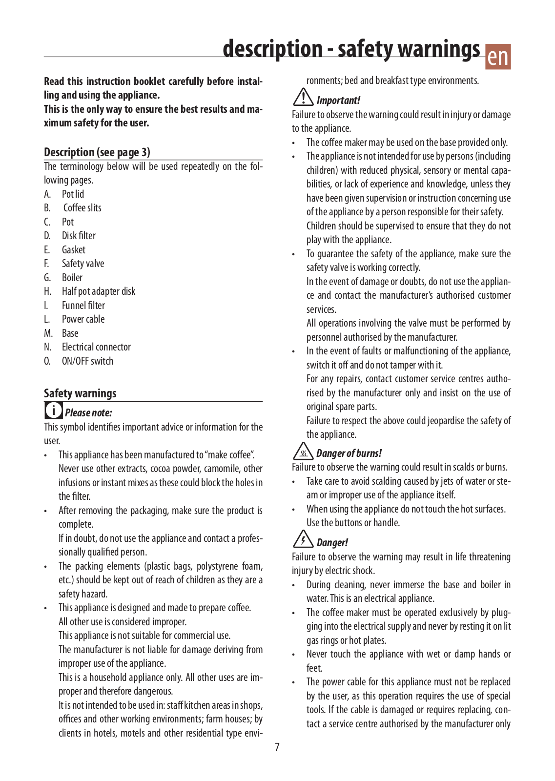 Delonghi EMKM6.B, EMKM4.B Instruction manuals