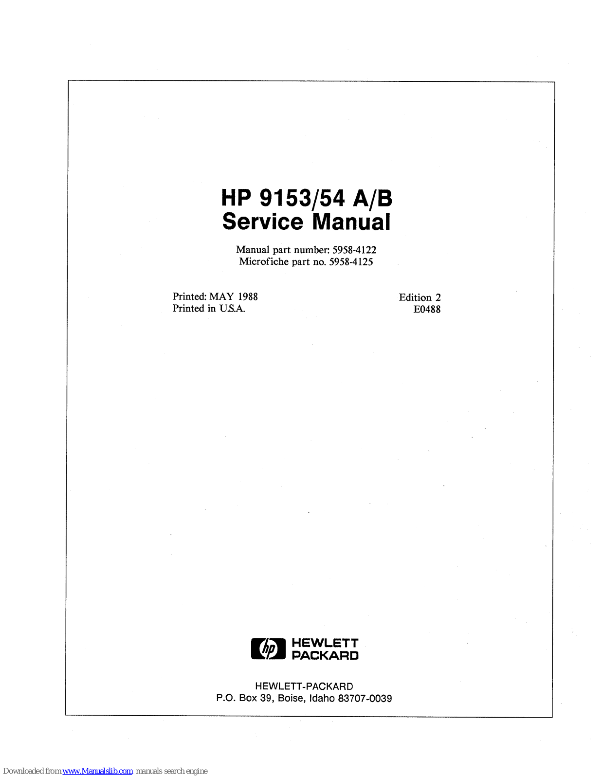 HP 9153A, 9154A, 9153B, 9154B Service Manual