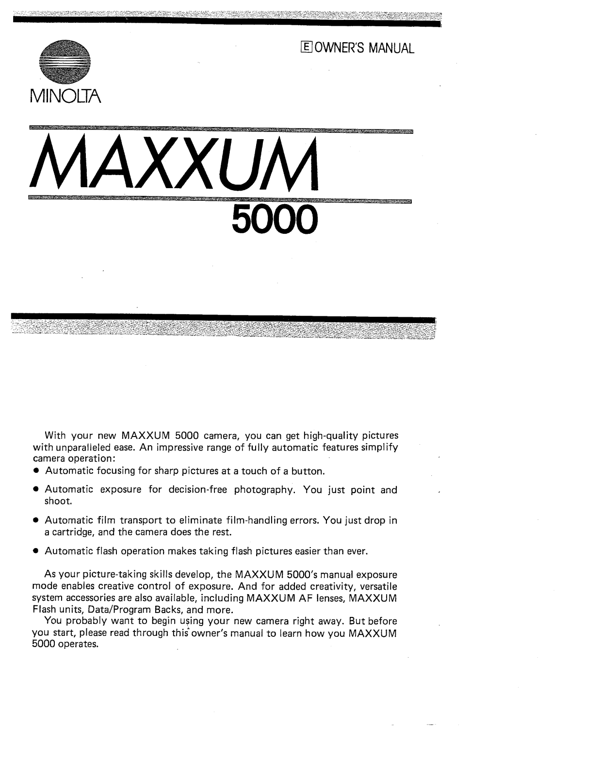 Minolta Maxxum 5000 User Manual