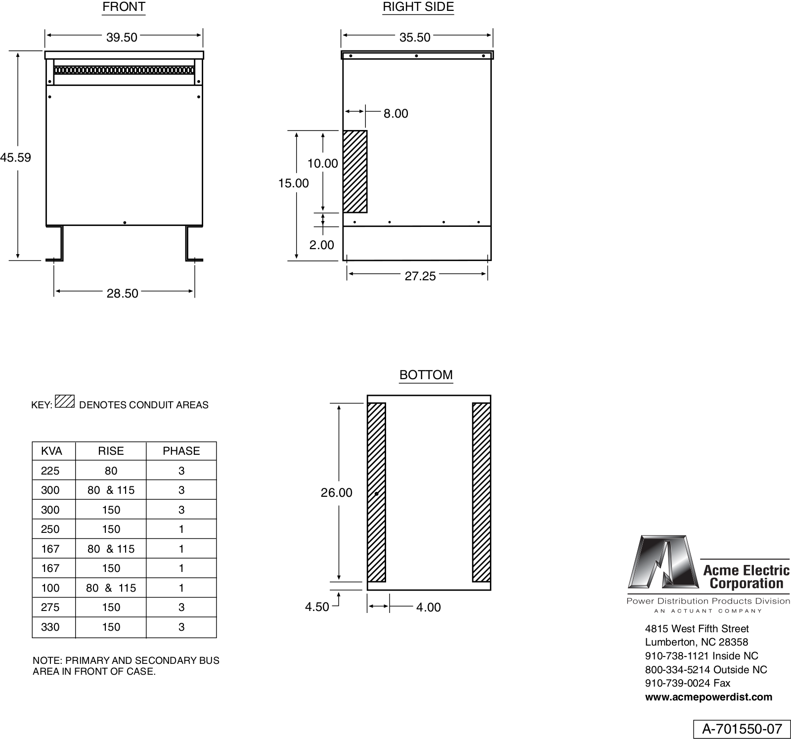 Acme Electric DTHB-0330-4S Dimensional Sheet - ManualMachine.com