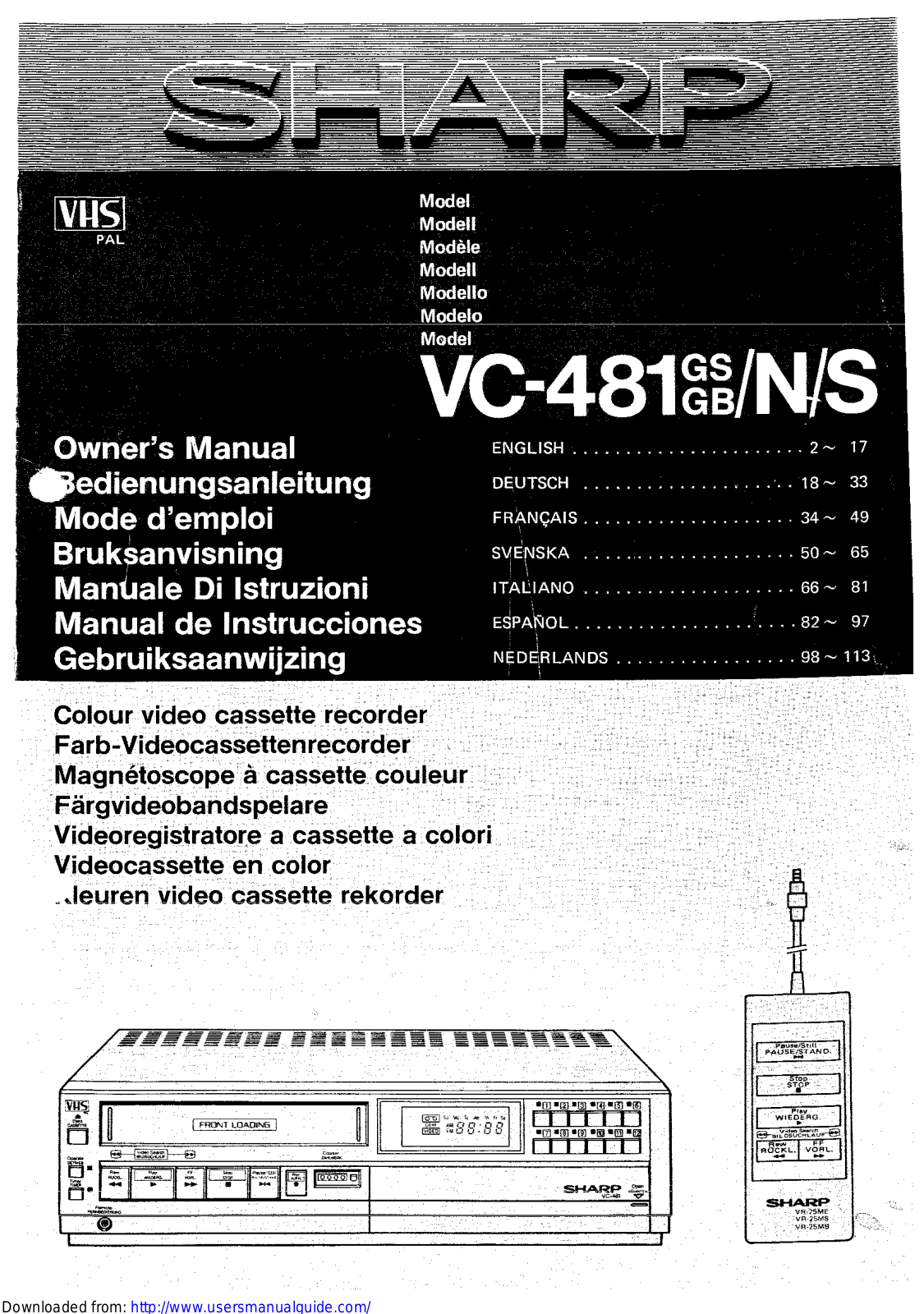 SHARP VC-481 User Manual