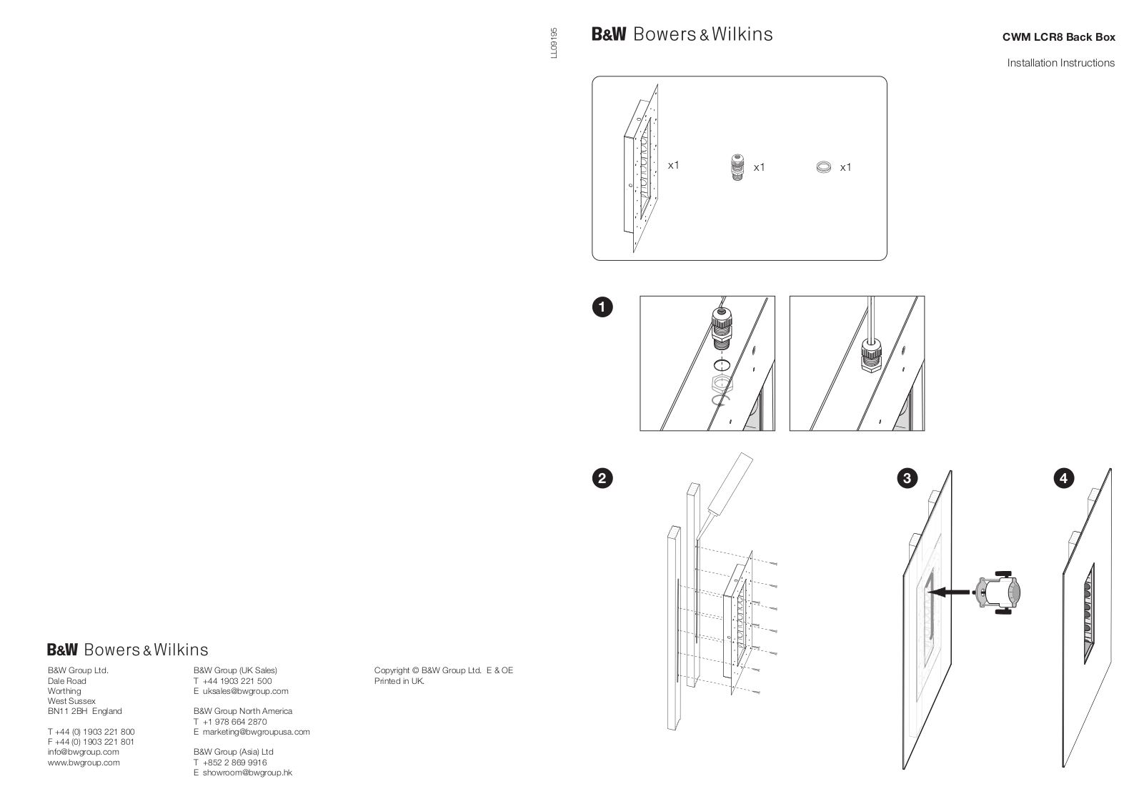 Bowers and Wilkins BBLCR-8 Owners manual