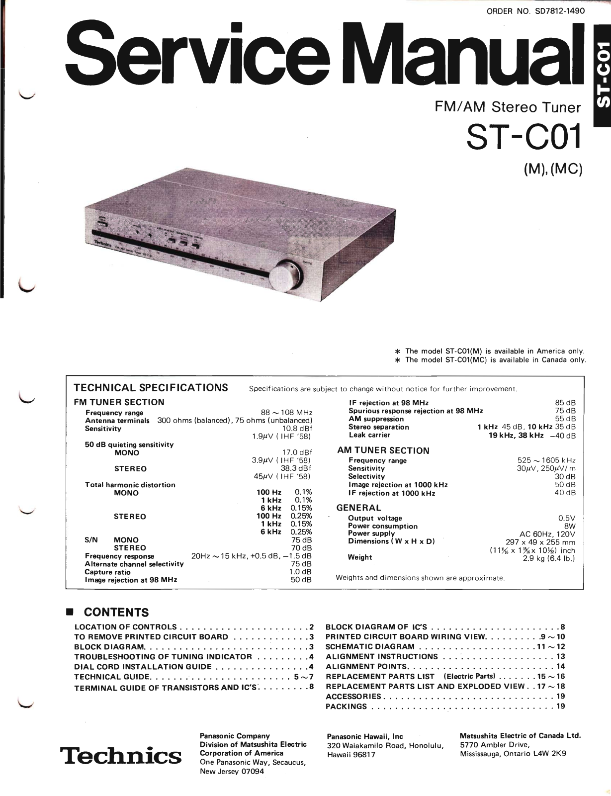 Technics ST-C-01 Service Manual