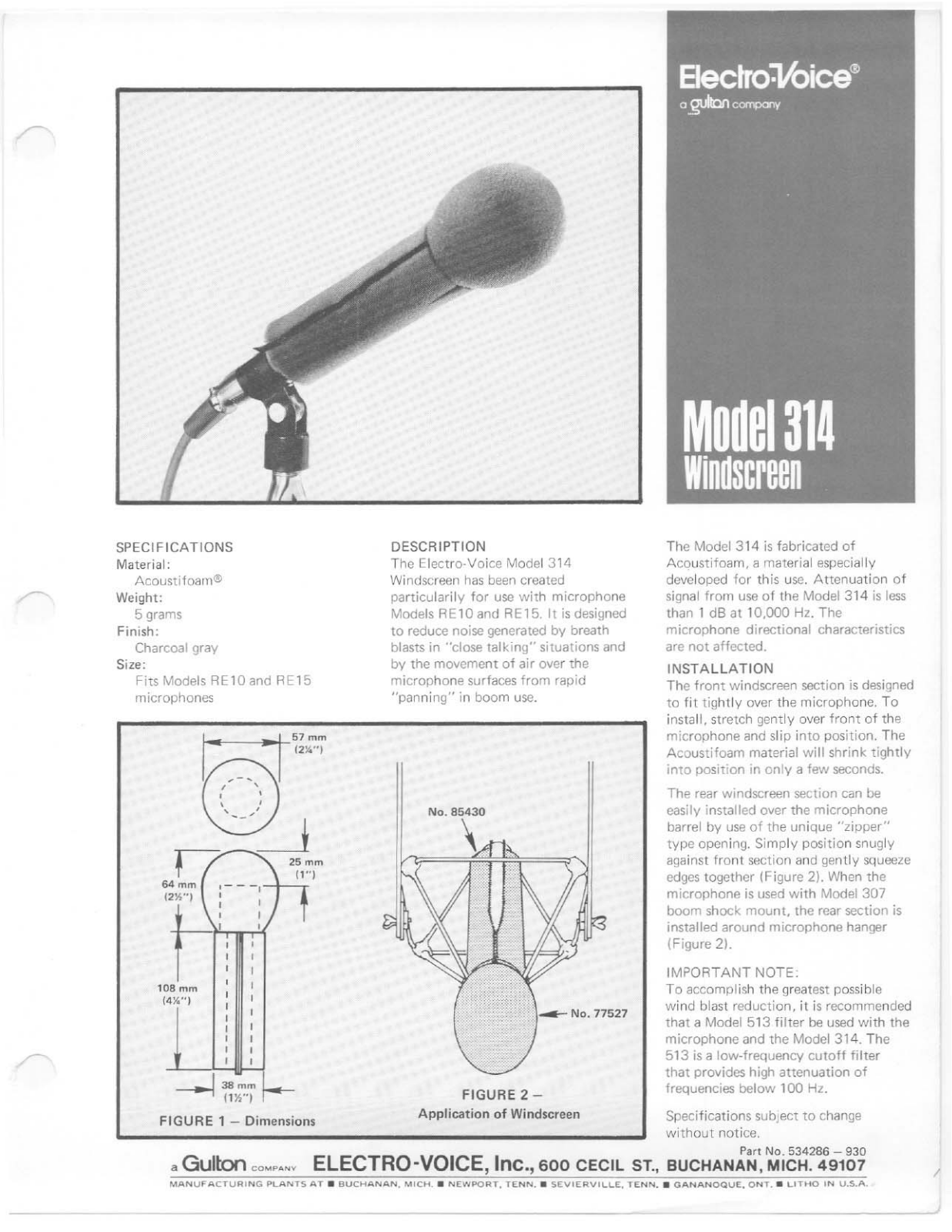 Electro-voice 314 User Manual