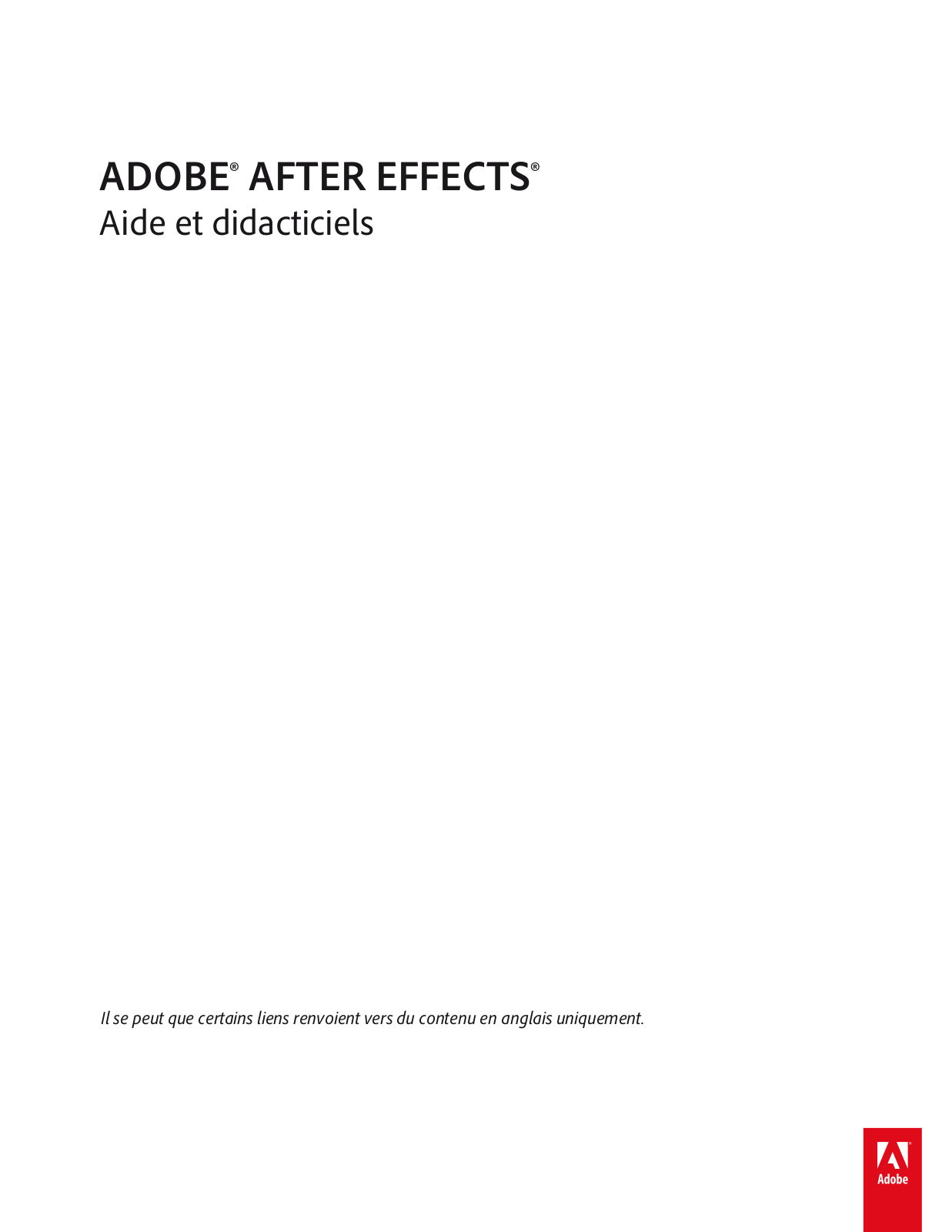 ADOBE After Effects CS6 Aide et didacticiels