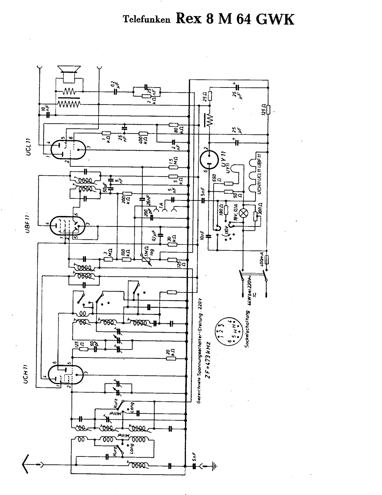 Telefunken Rex 8 M 64 GWK Cirquit Diagram