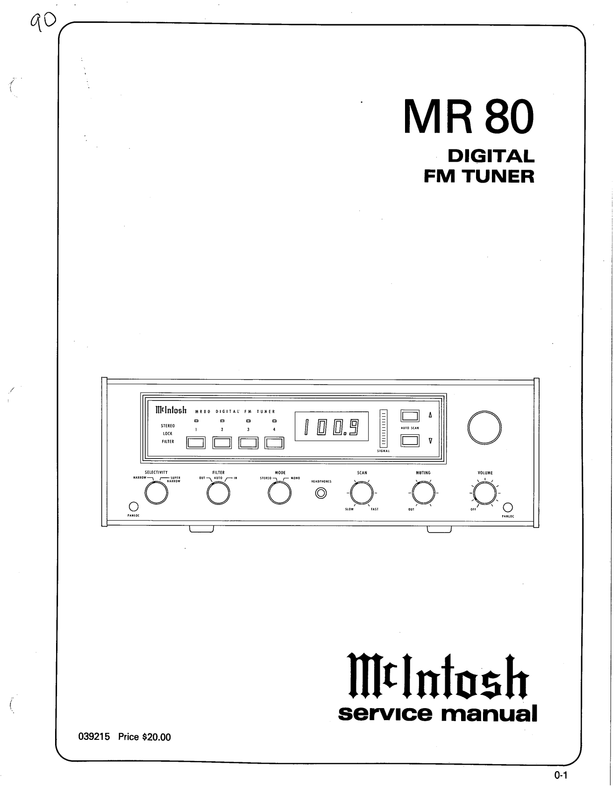 McIntosh MR-80 Service Manual