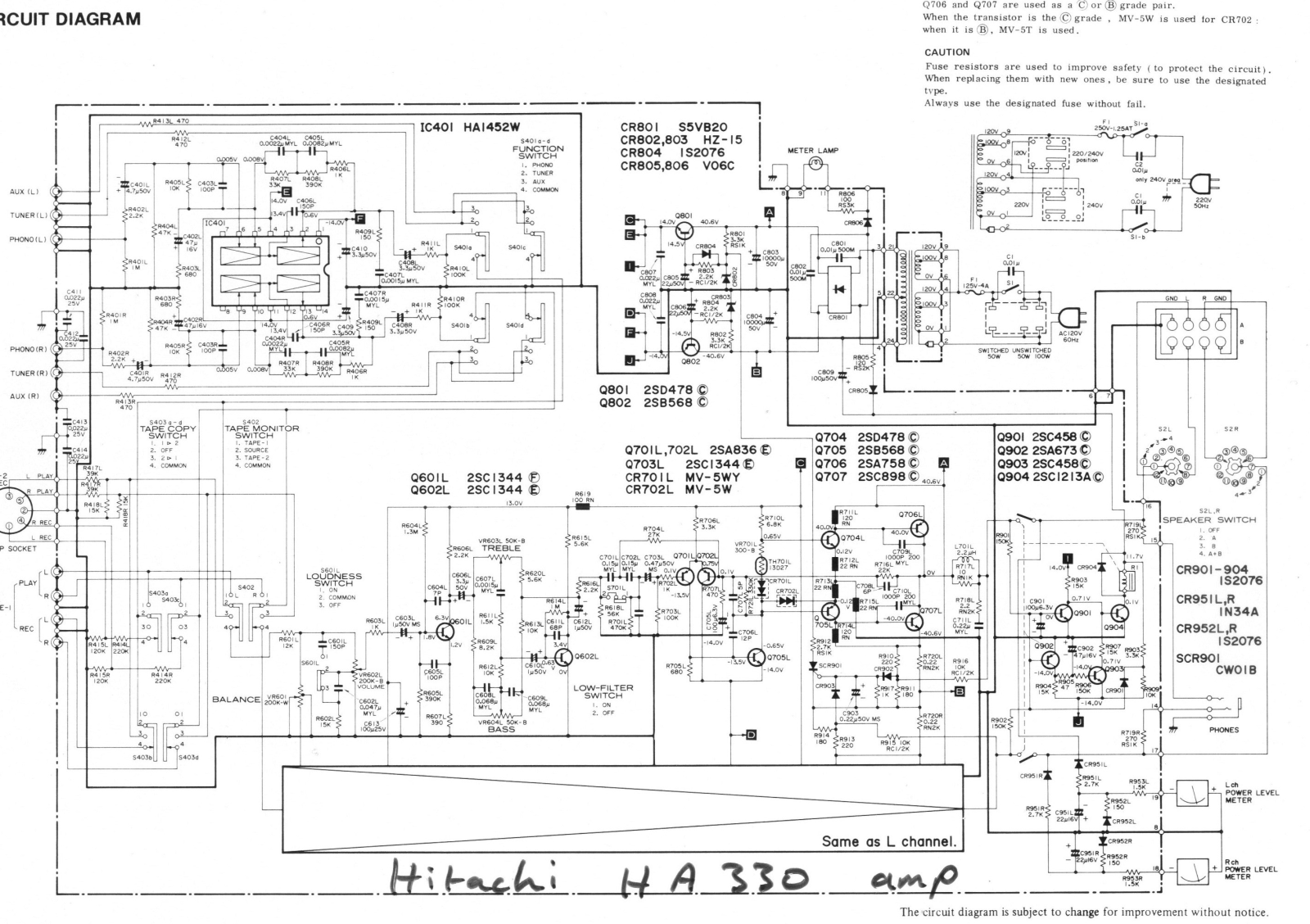 Hitachi HA-330 Schematic