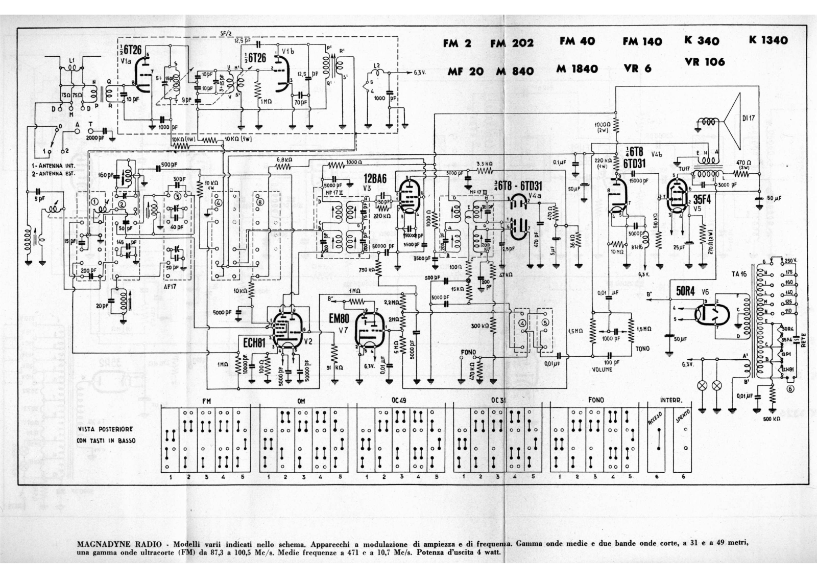 Magnadyne fm2, fm202, fm40 schematic