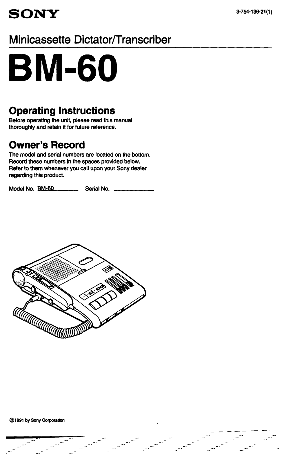 Sony BM-60 User Manual
