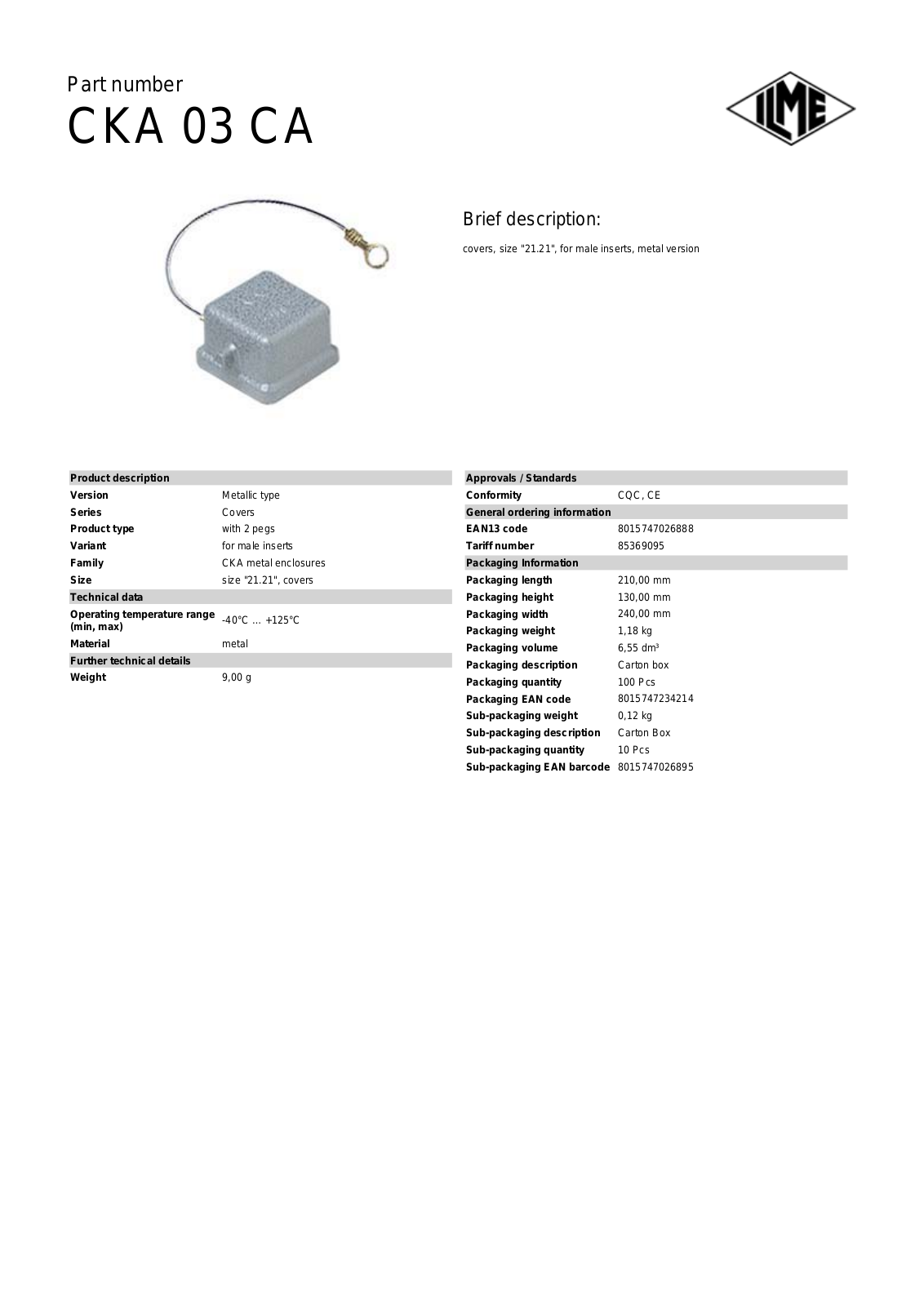 Datasheet CKA-03CA Datasheet (ILME) - ManualMachine.com