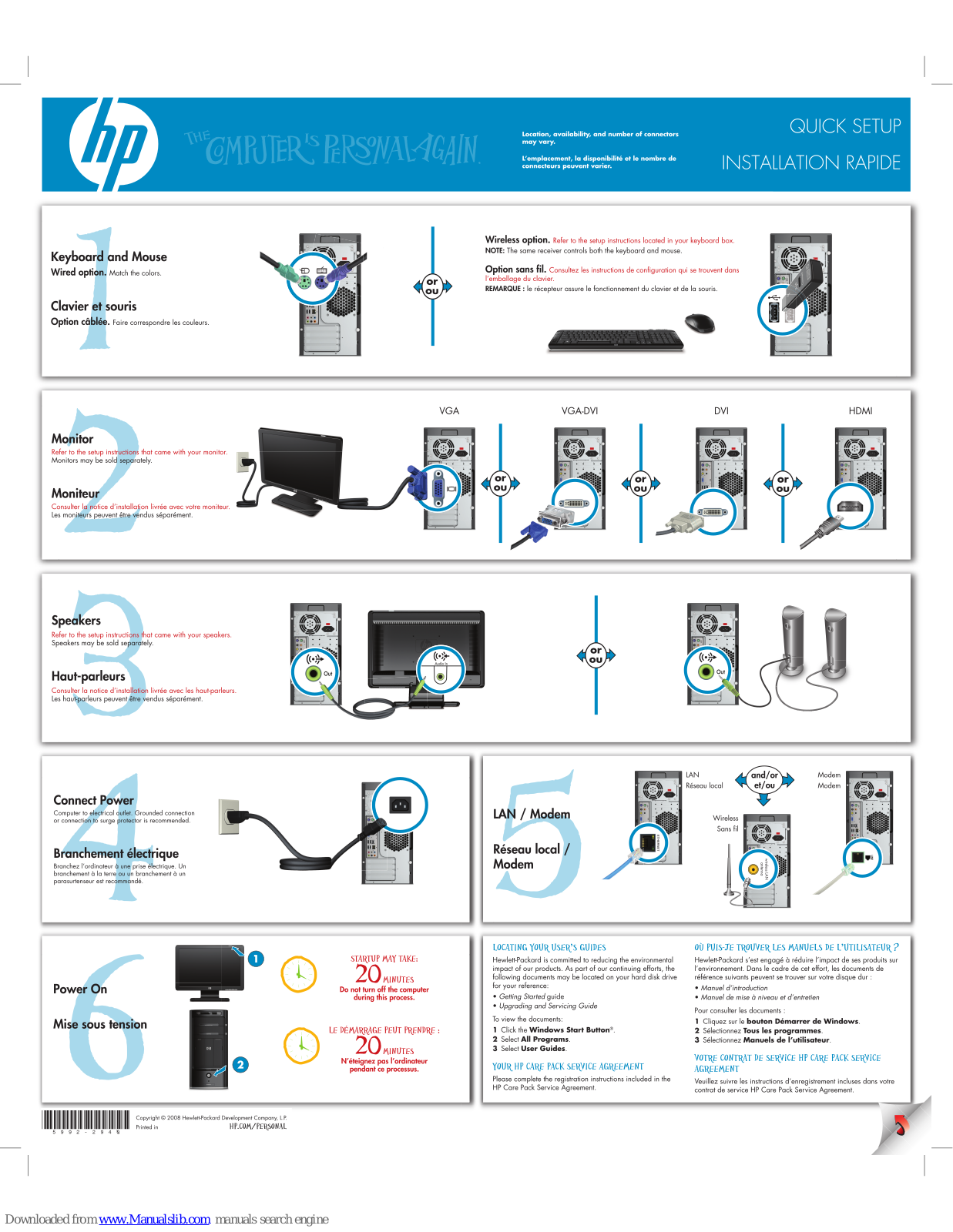 HP Pavilion M8330f Quick Setup Manual