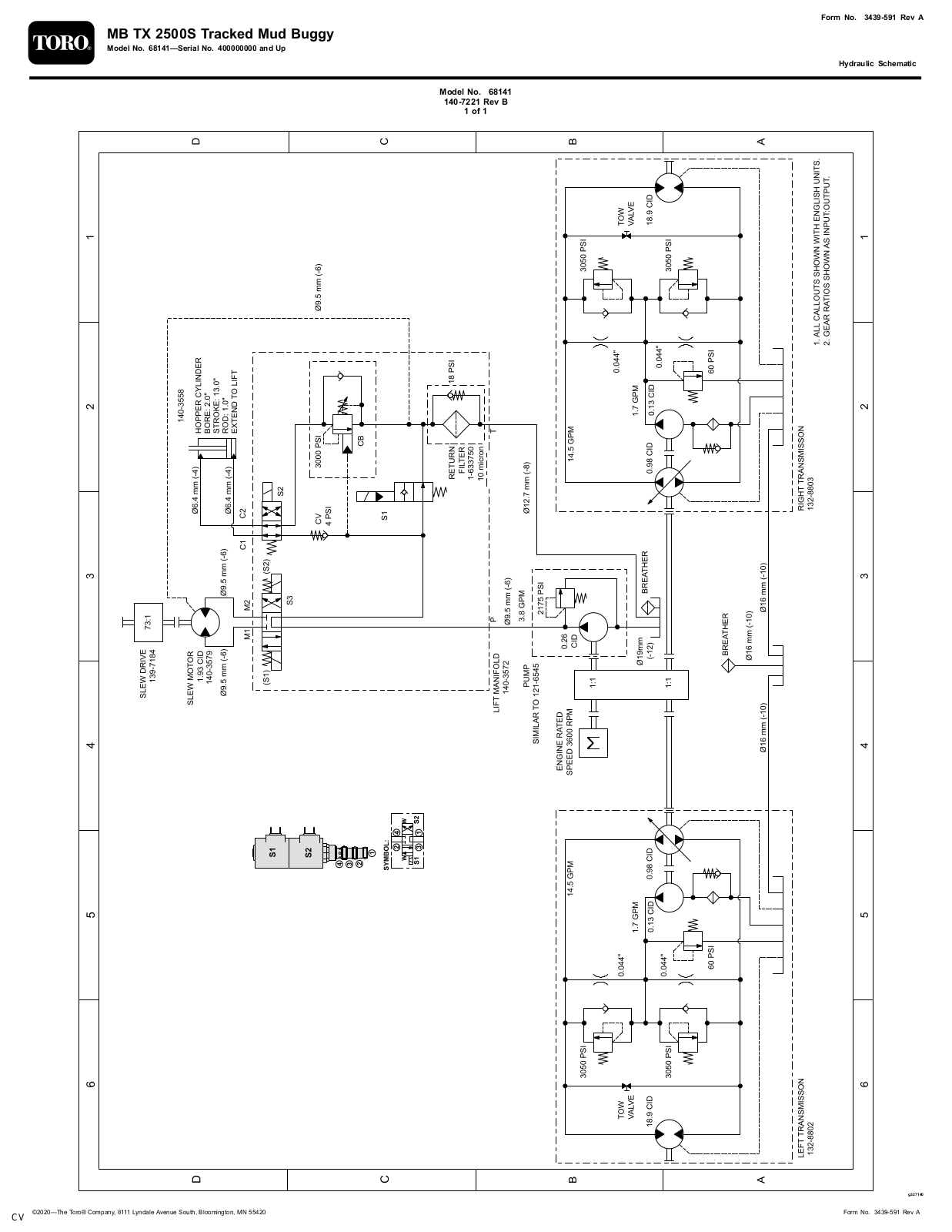 Toro 68141 Schematic Drawing - Hydraulic - ManualMachine.com