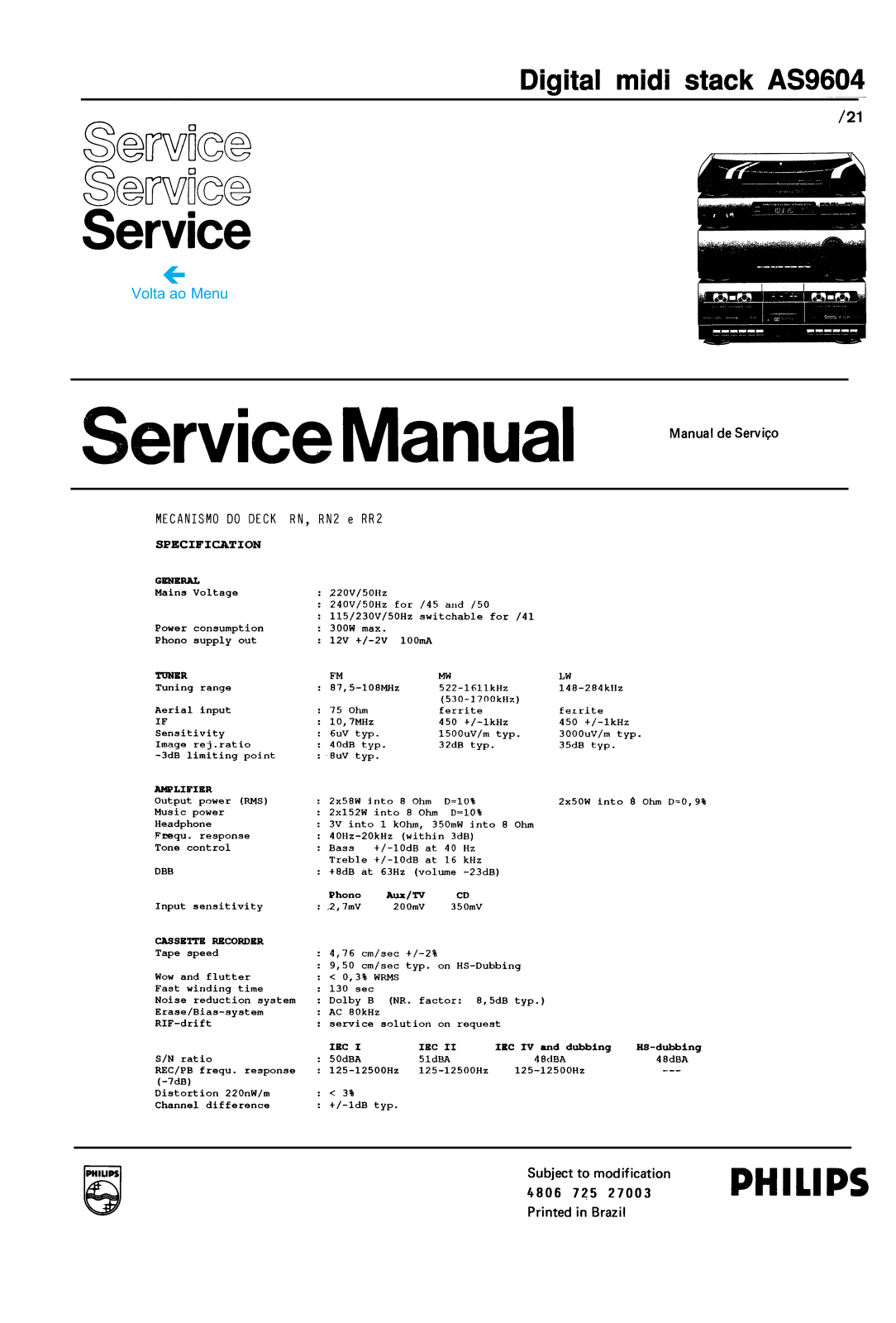 Philips AS-9604 Service manual