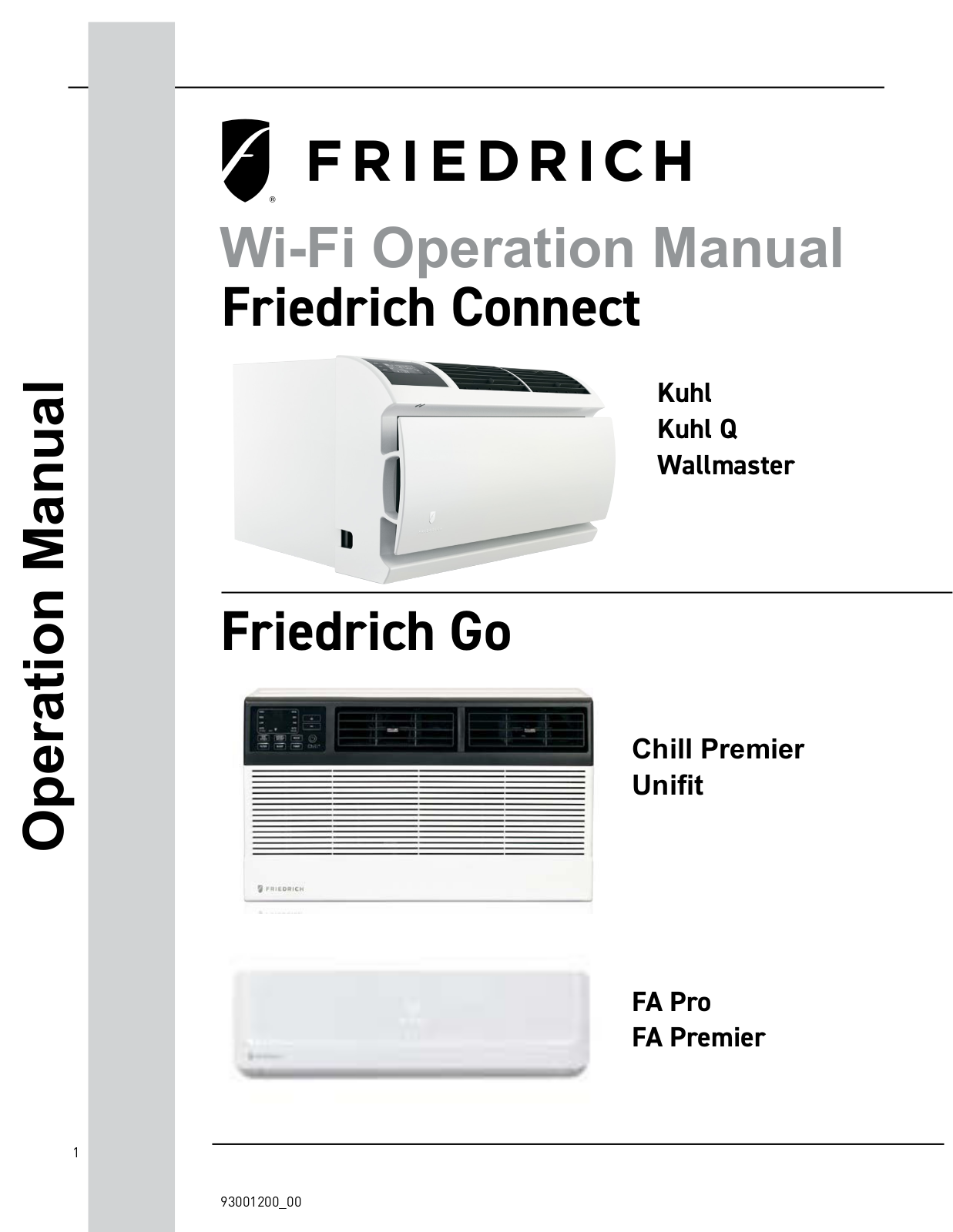 Friedrich WET10A33A, WCT10A10A, UET08A11A, UET12A33A, UCT12A30A Wi-Fi Operation Manual